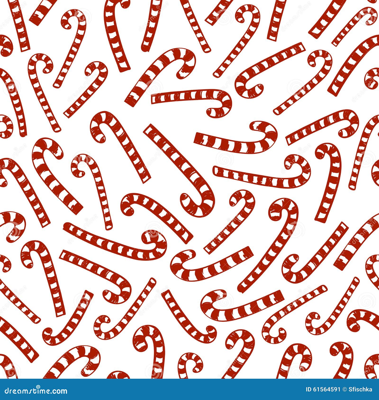 Seamless Red Striped Christmas Candy Canes On A White Background Stock