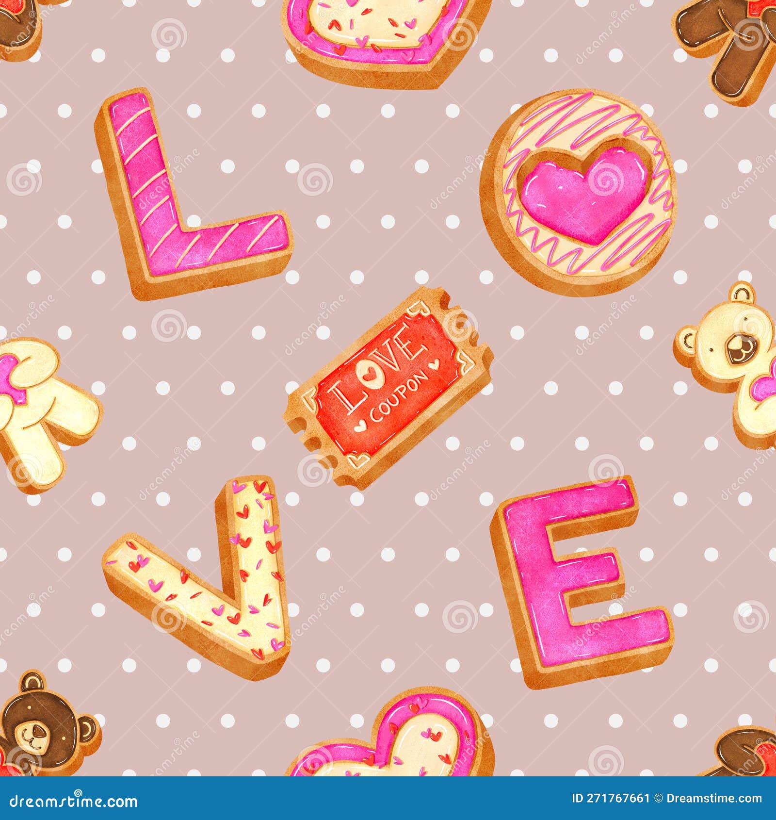 Seamless Repeating Pattern Baking with Love Stock Illustration