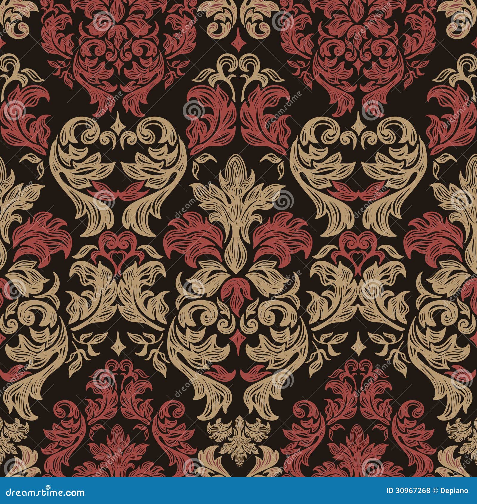 Seamless Retro Barocco Background Stock Vector Image 30967268