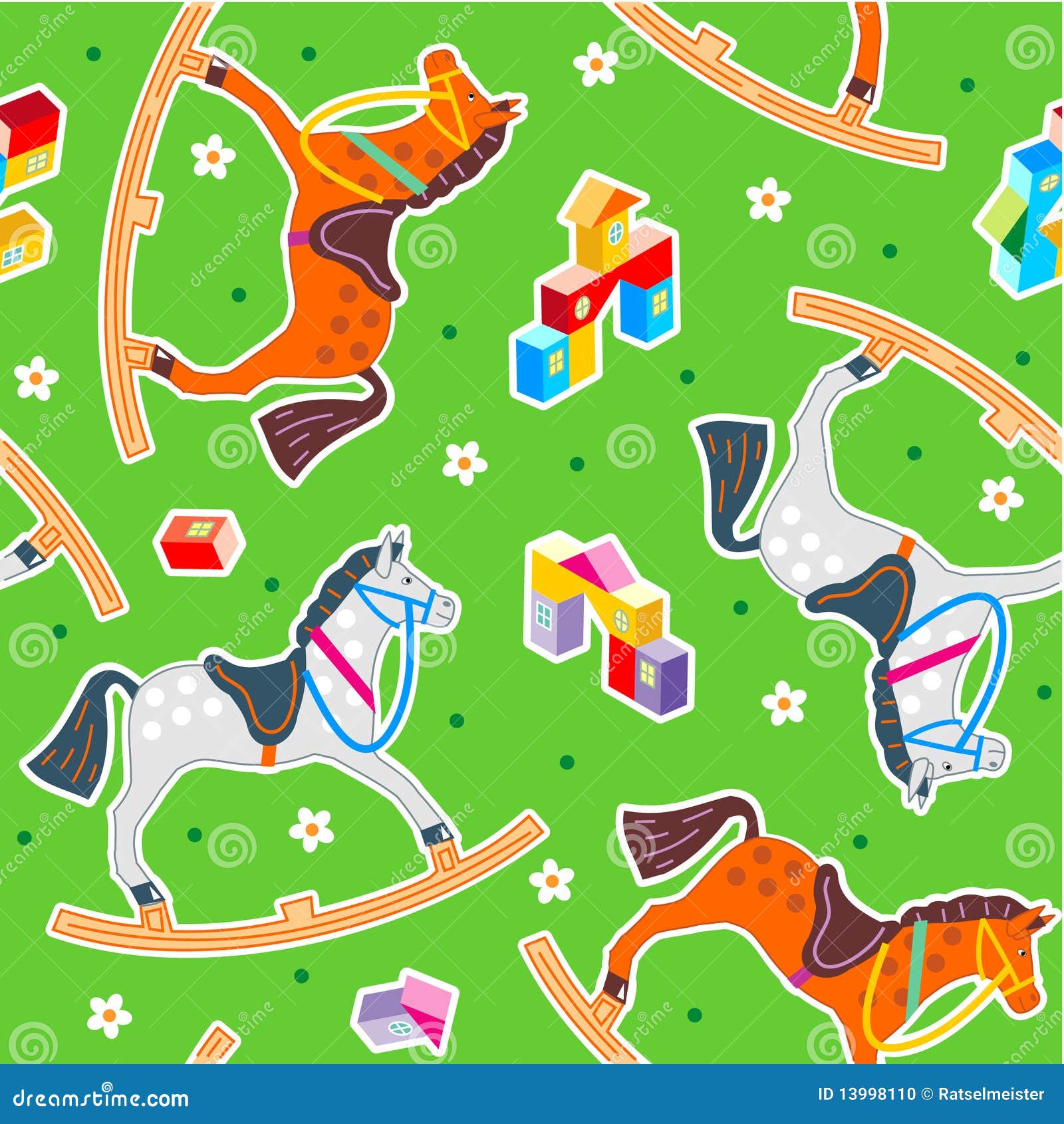 Seamless Rocking Horses Pattern Stock Vector Image 13998110