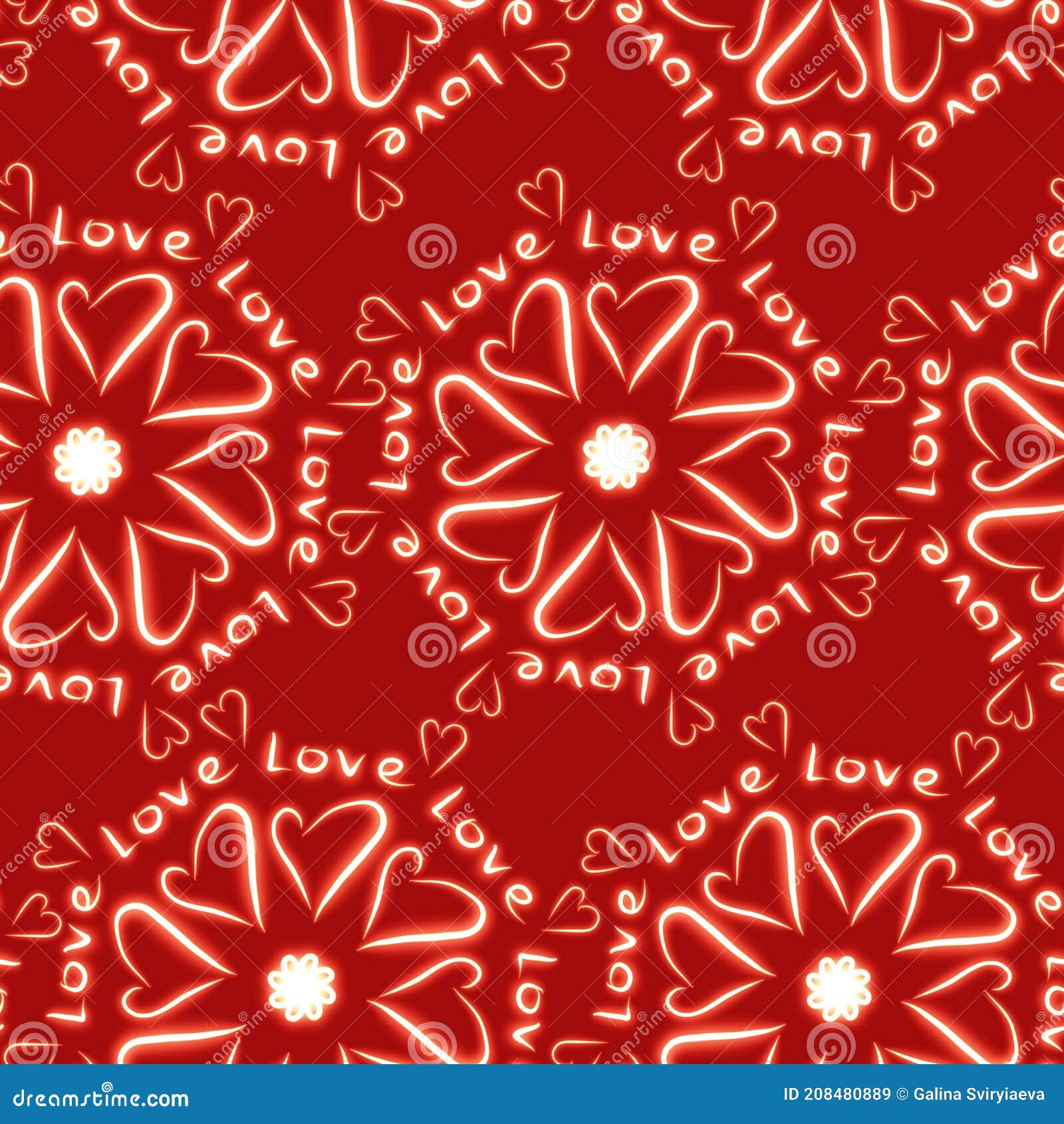 Seamless Romantic Love Pattern with Abstract Hearts Abstraction ...