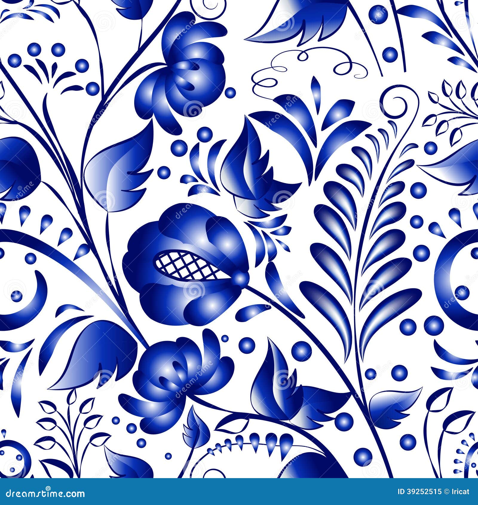 seamless russian gzhel patterns on a white background