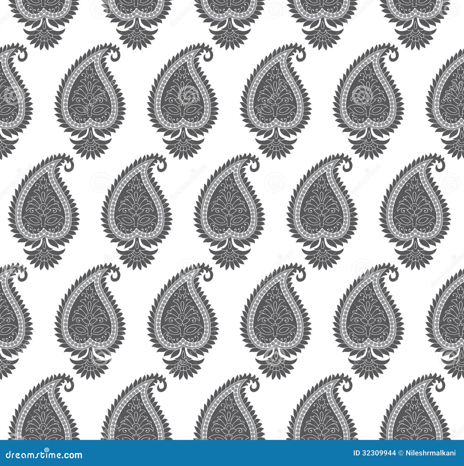 Seamless Silver Paisley Wallpaper Stock Vector Illustration of fabric