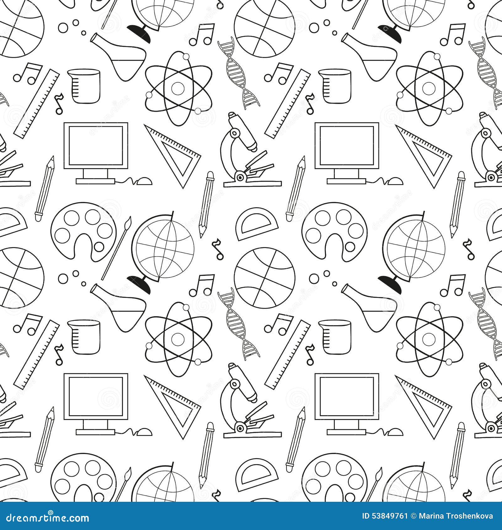 Seamless Sketch of Education Doddle Elements. Stock Vector