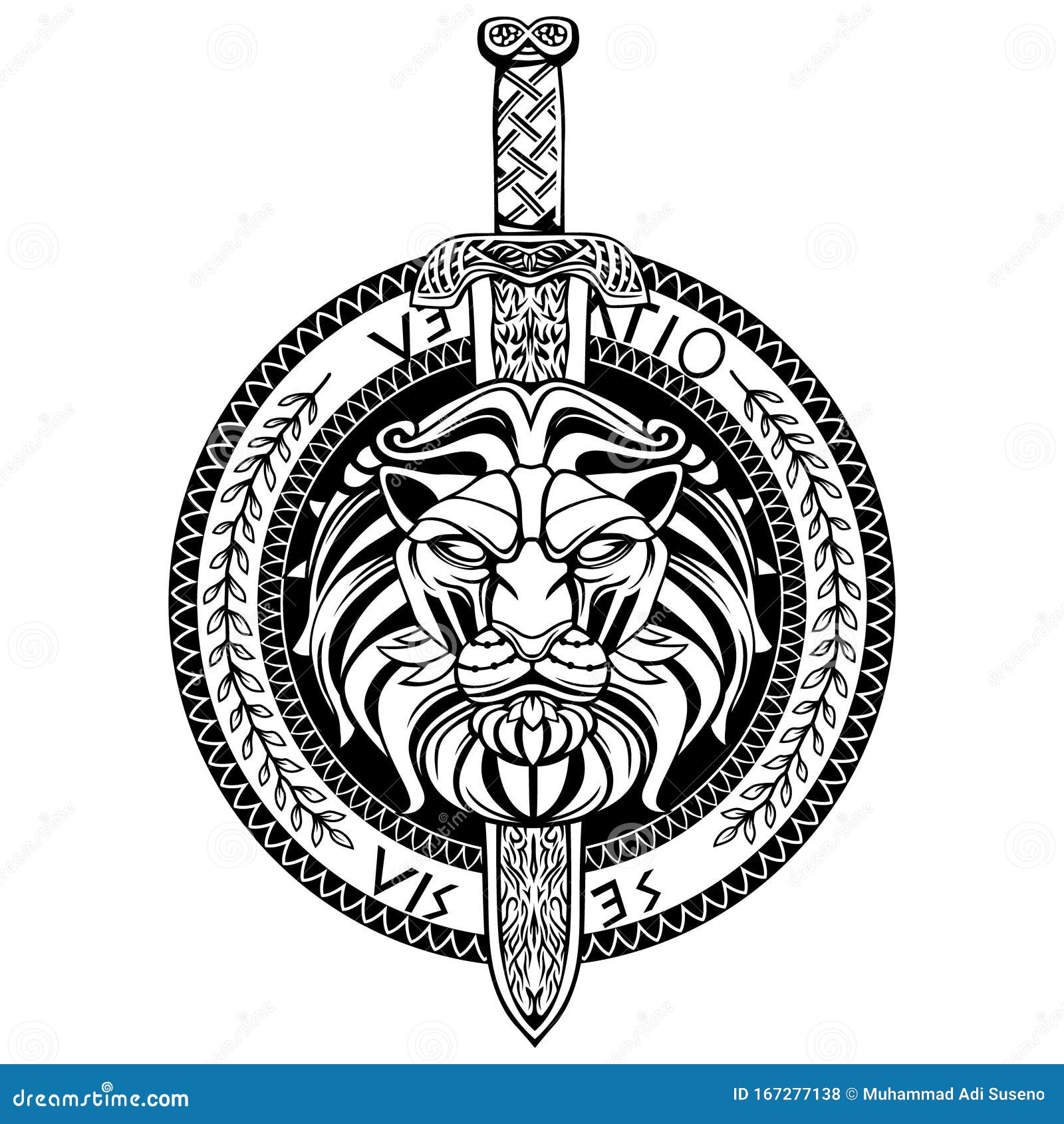 Lion Spartan Tattoo Design White Background (Download Now) 