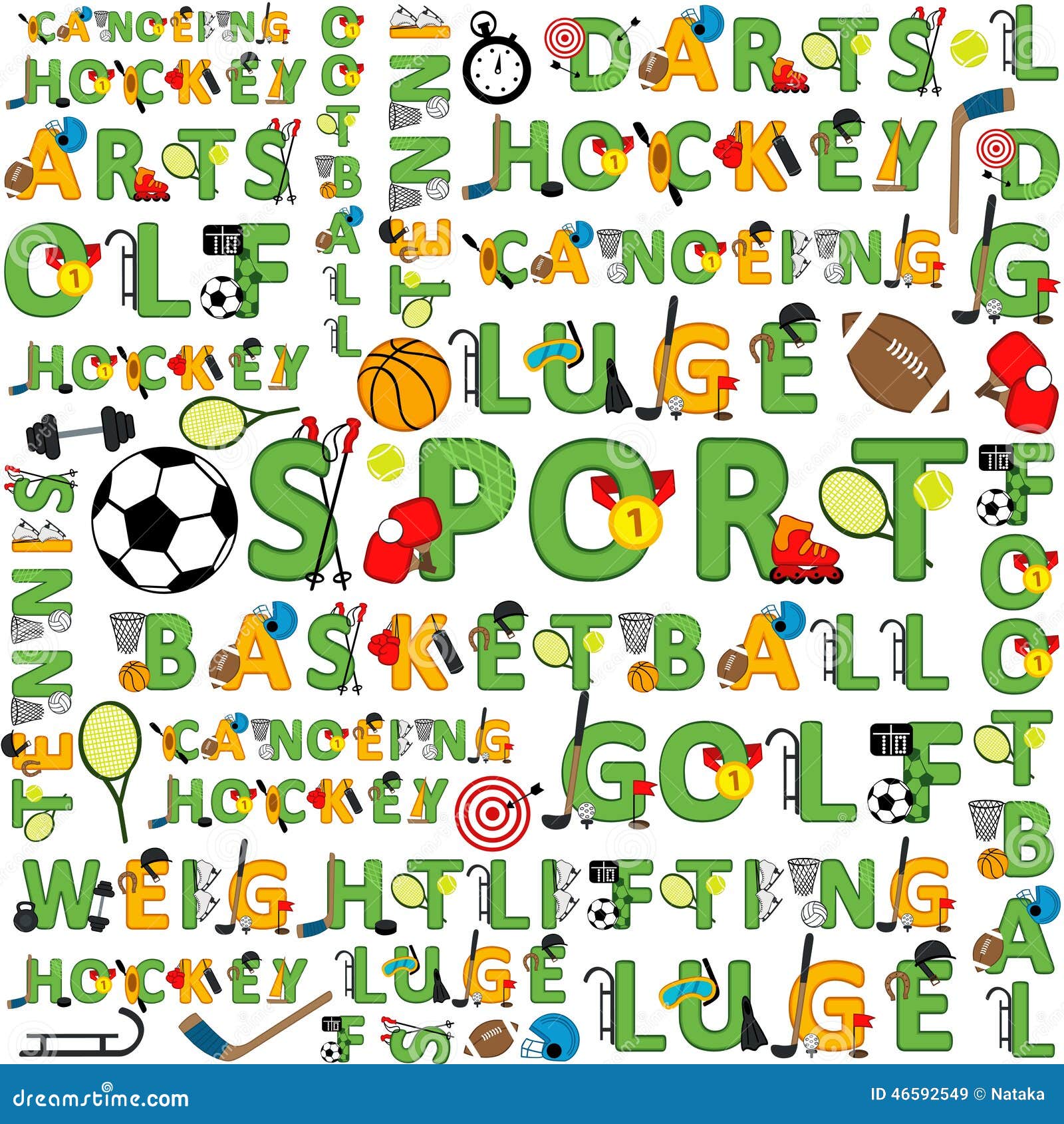 Seamless Sport Pattern of Words Stock Vector Illustration of race
