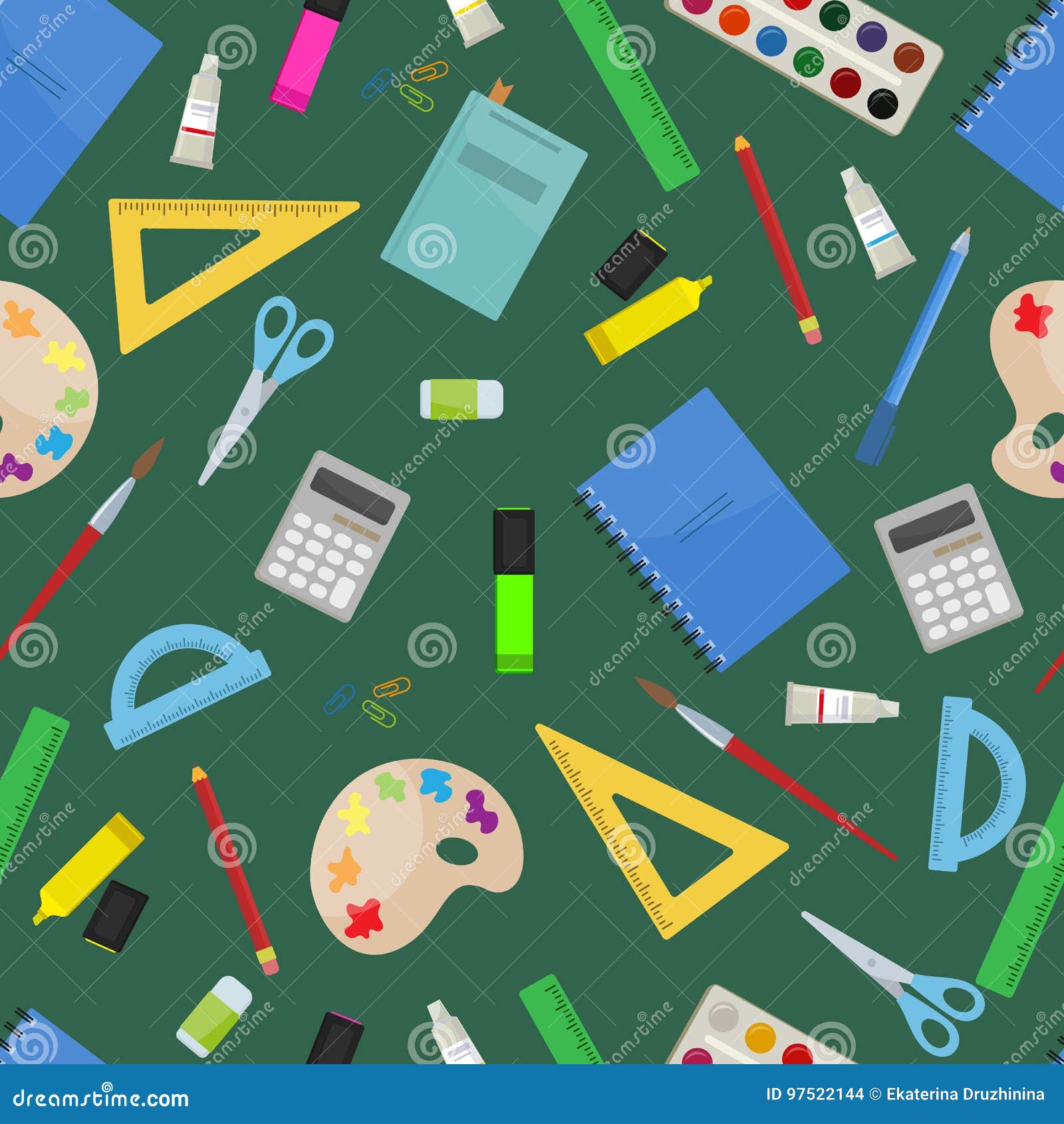 Seamless Stationery Supplies Stock Vector Illustration of vector