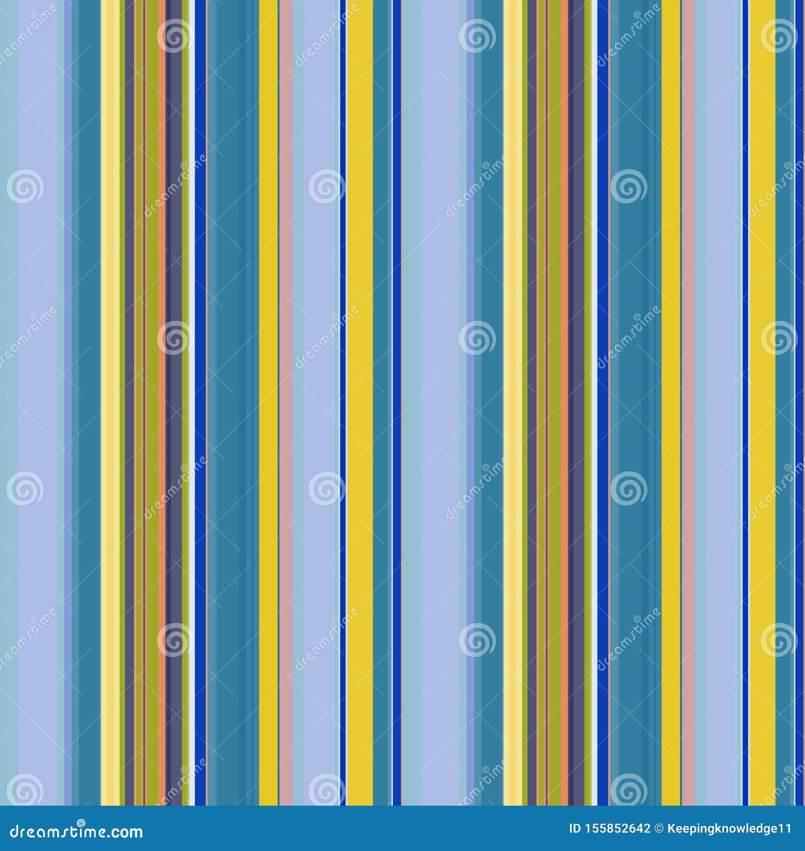 Seamless Striped Pattern of Bright Blue and Yellow Stripes of Different