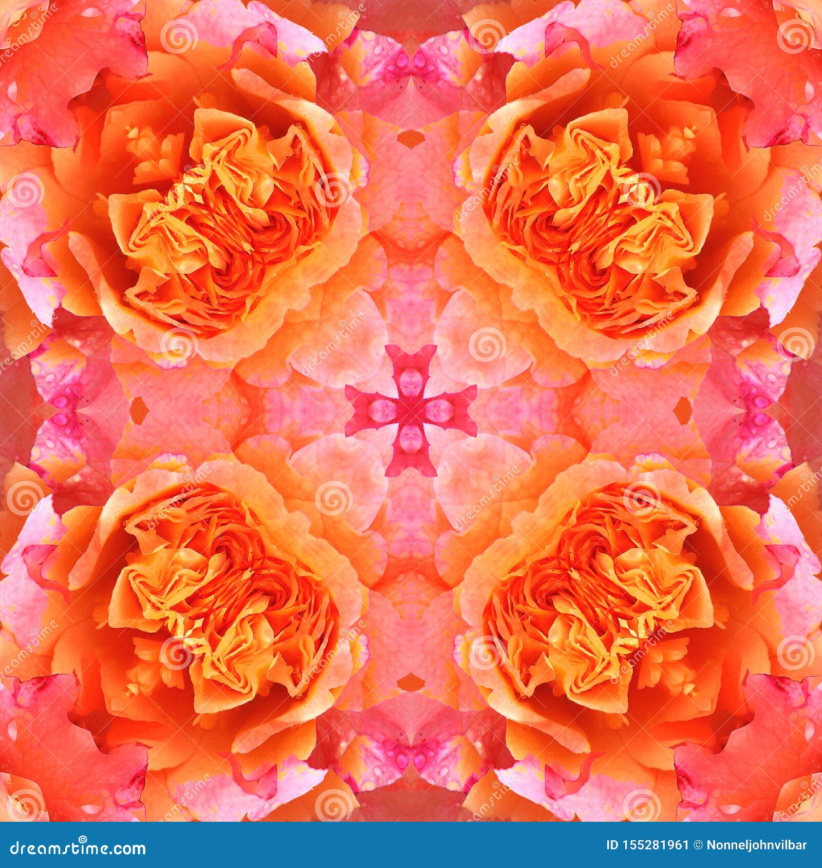 Seamless Symmetrical Pattern Abstract Flower Mat Texture Stock