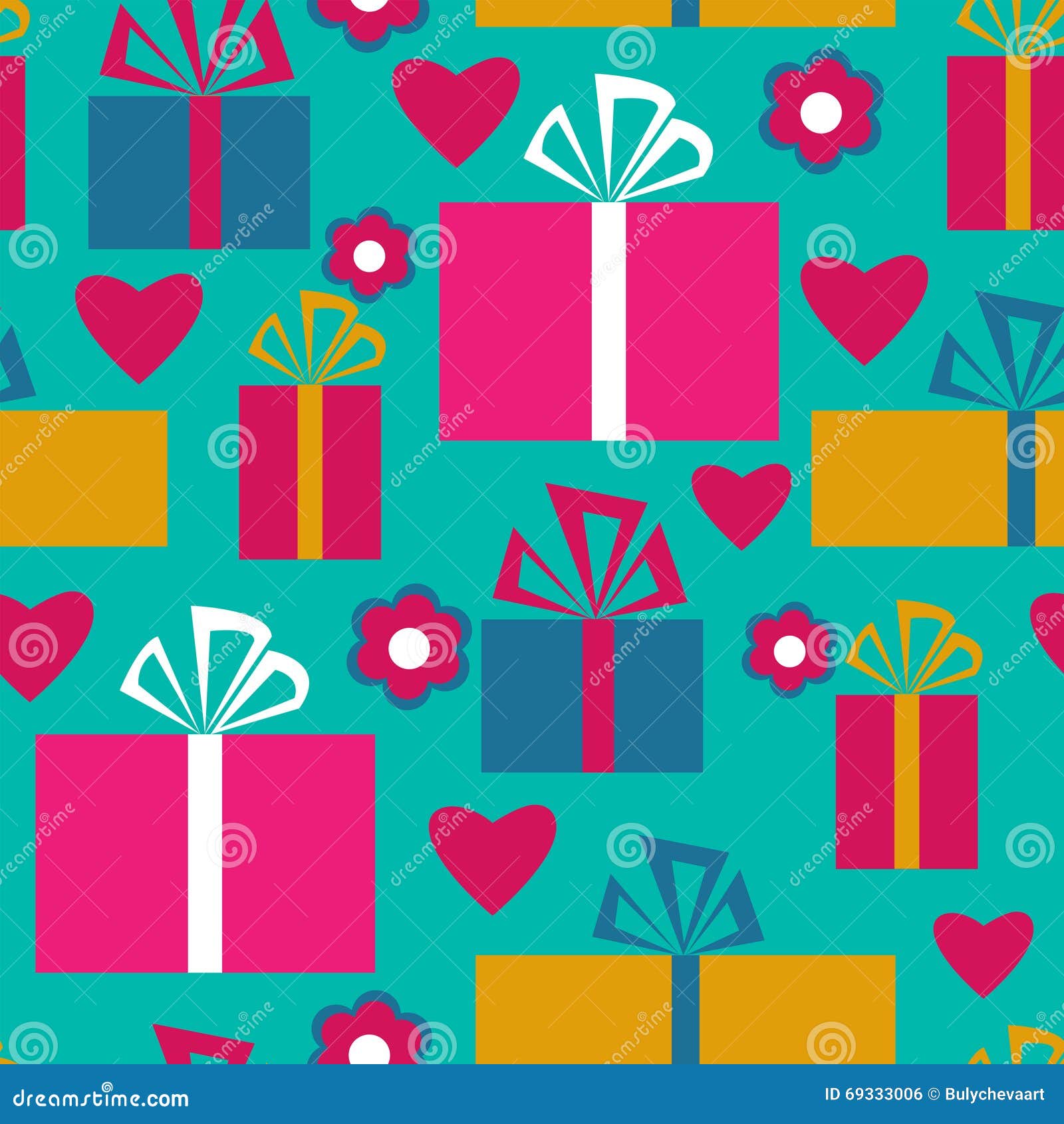 Seamless Template with Cute Colorful Gifts Stock Vector Illustration