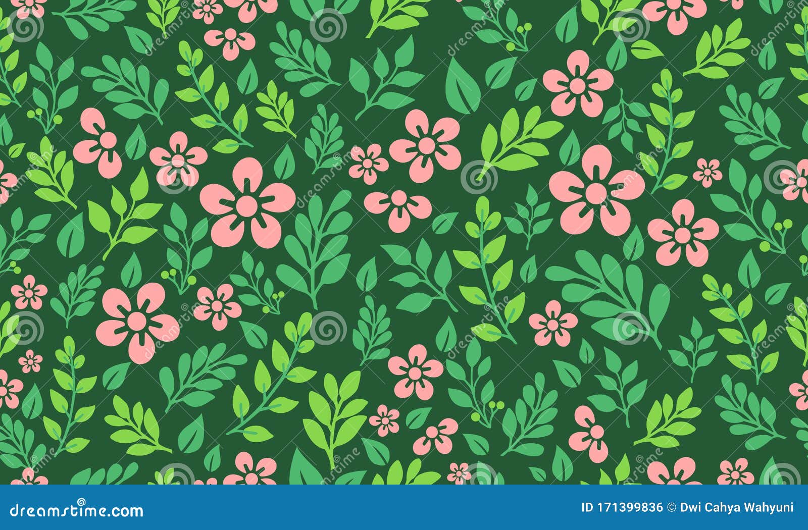 Seamless Template for Spring, with Cute Pink Floral Pattern Background