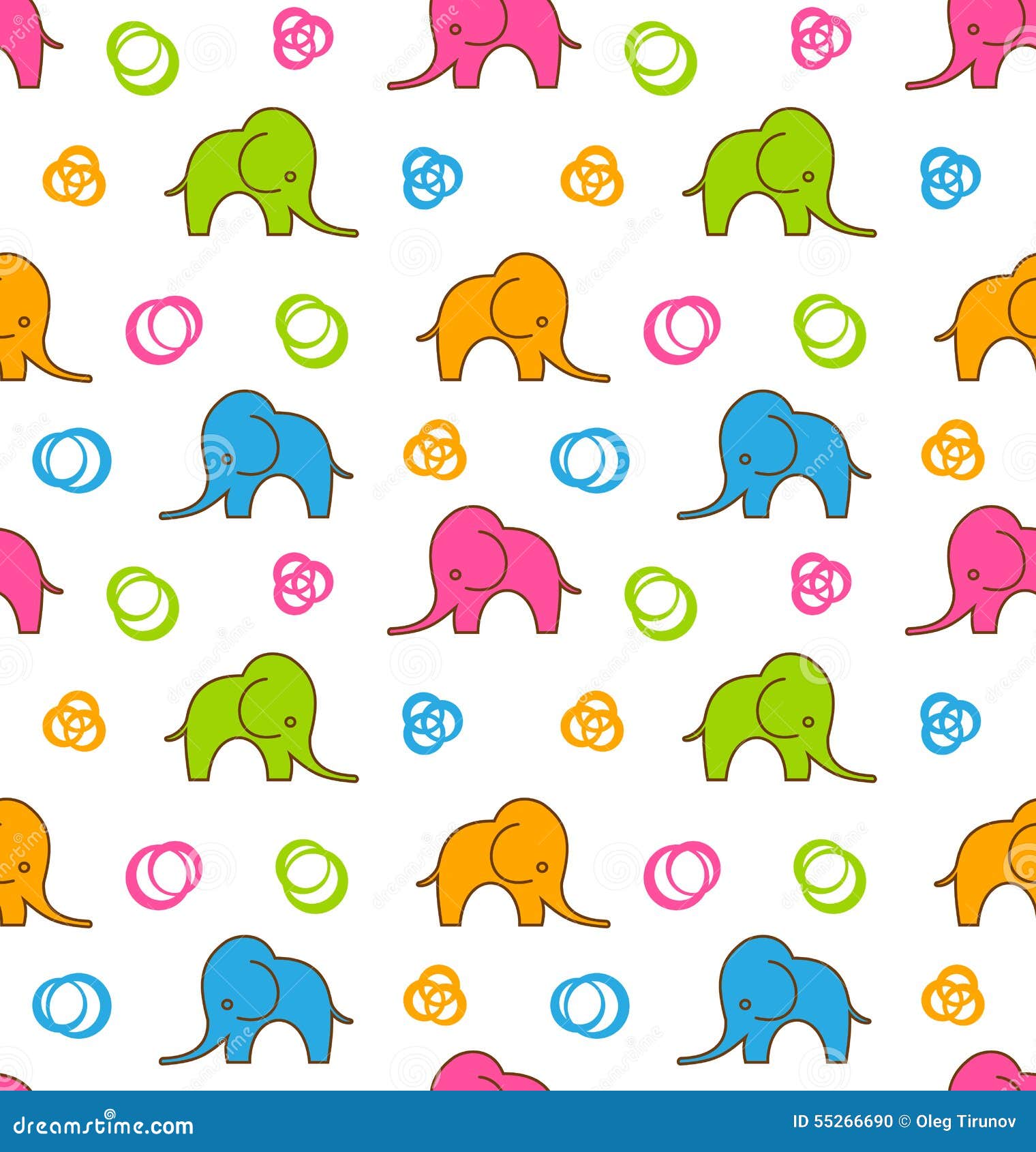 Seamless Texture with Colorful Cartoon Elephants Stock Vector ...