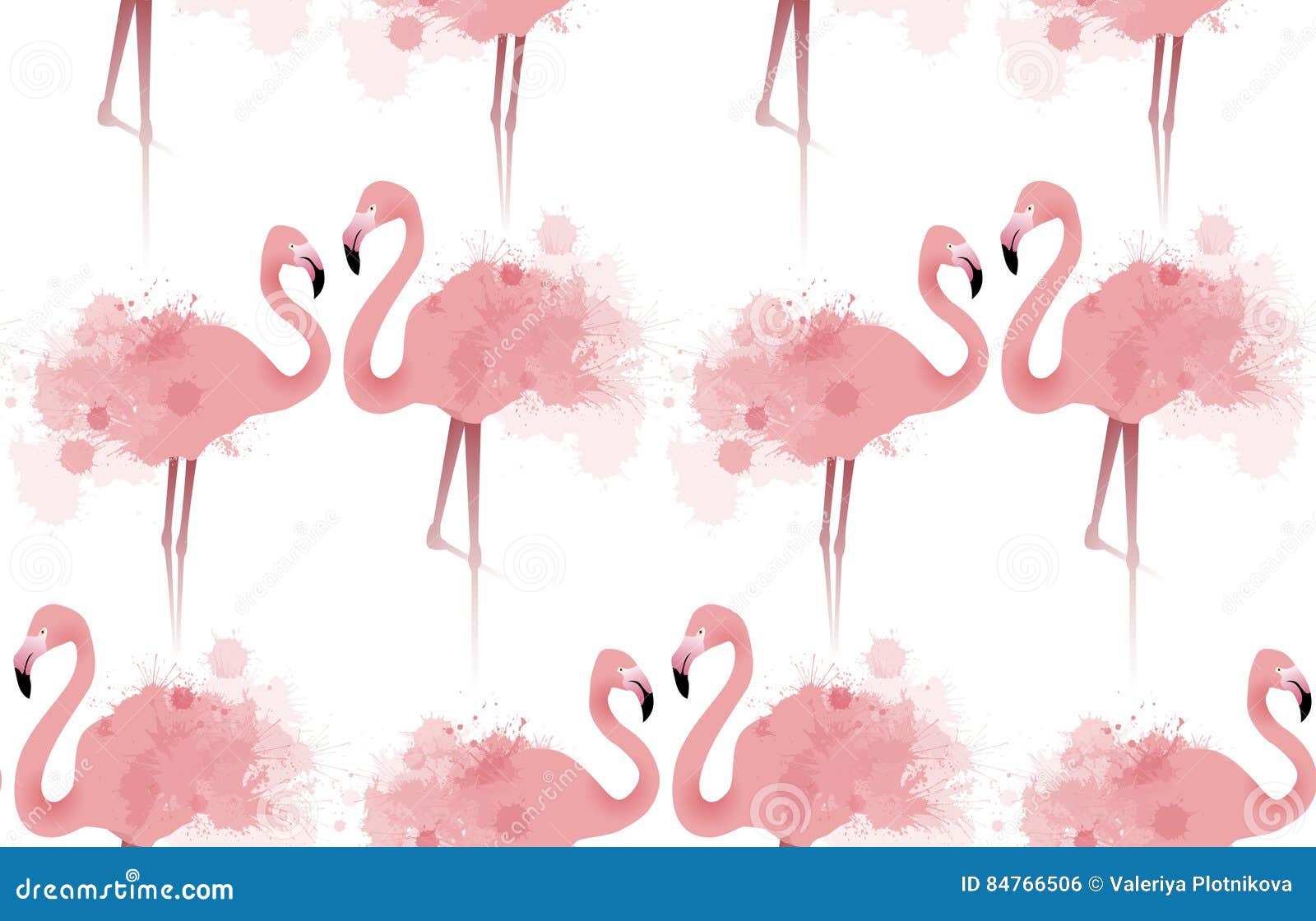 Seamless Texture With Delicate Pink Flamingos  Stock Vector 