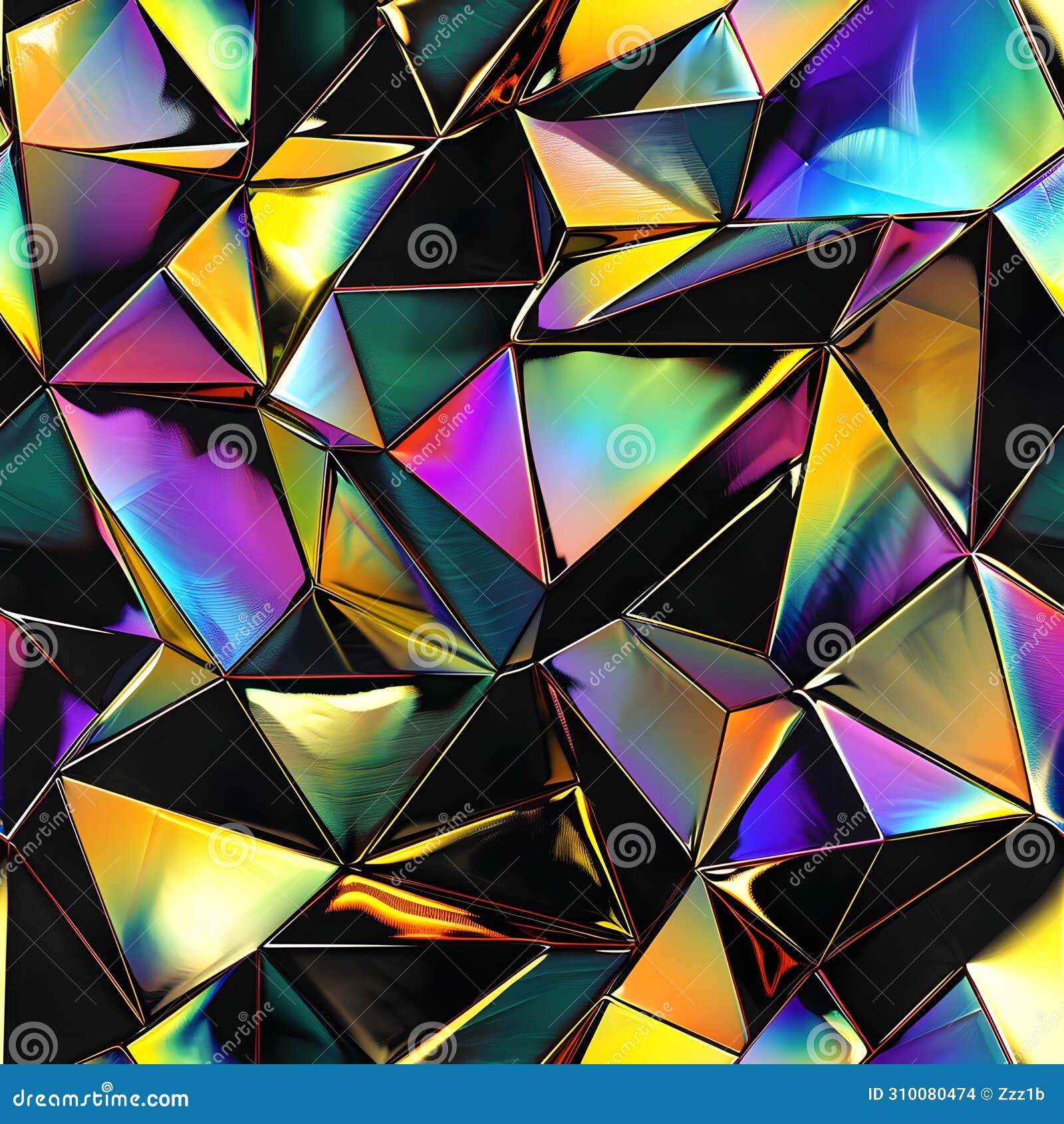 seamless texture and full-frame background of colorful glass mosaic triangular tiles