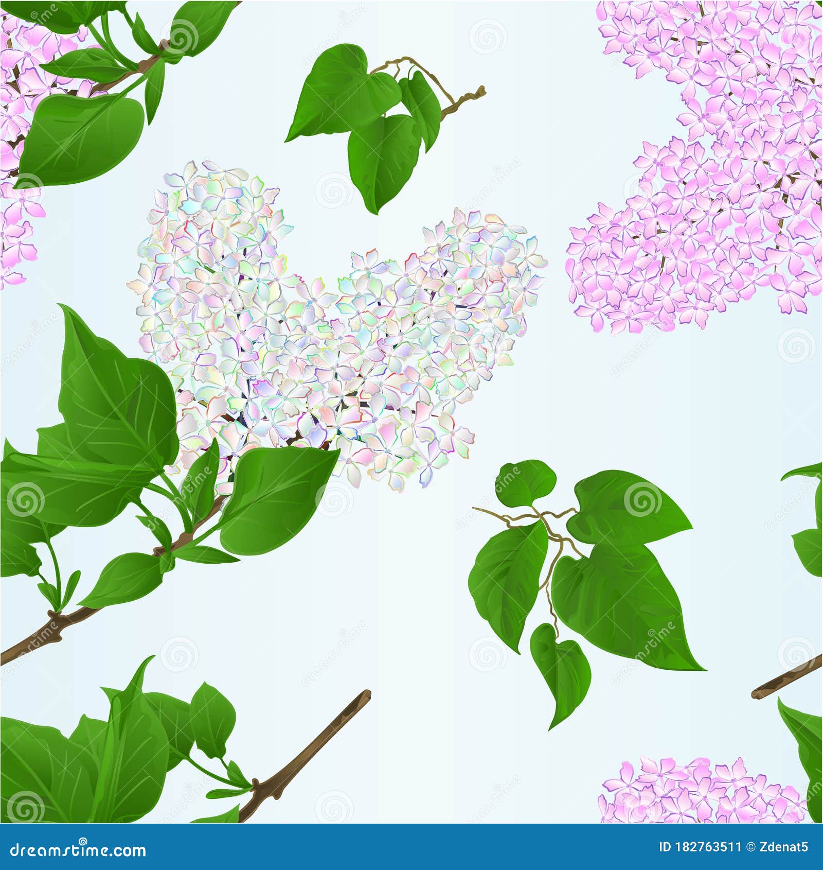 Seamless Texture Lilac Twigs Multicolored and Light Pink with Flowers ...