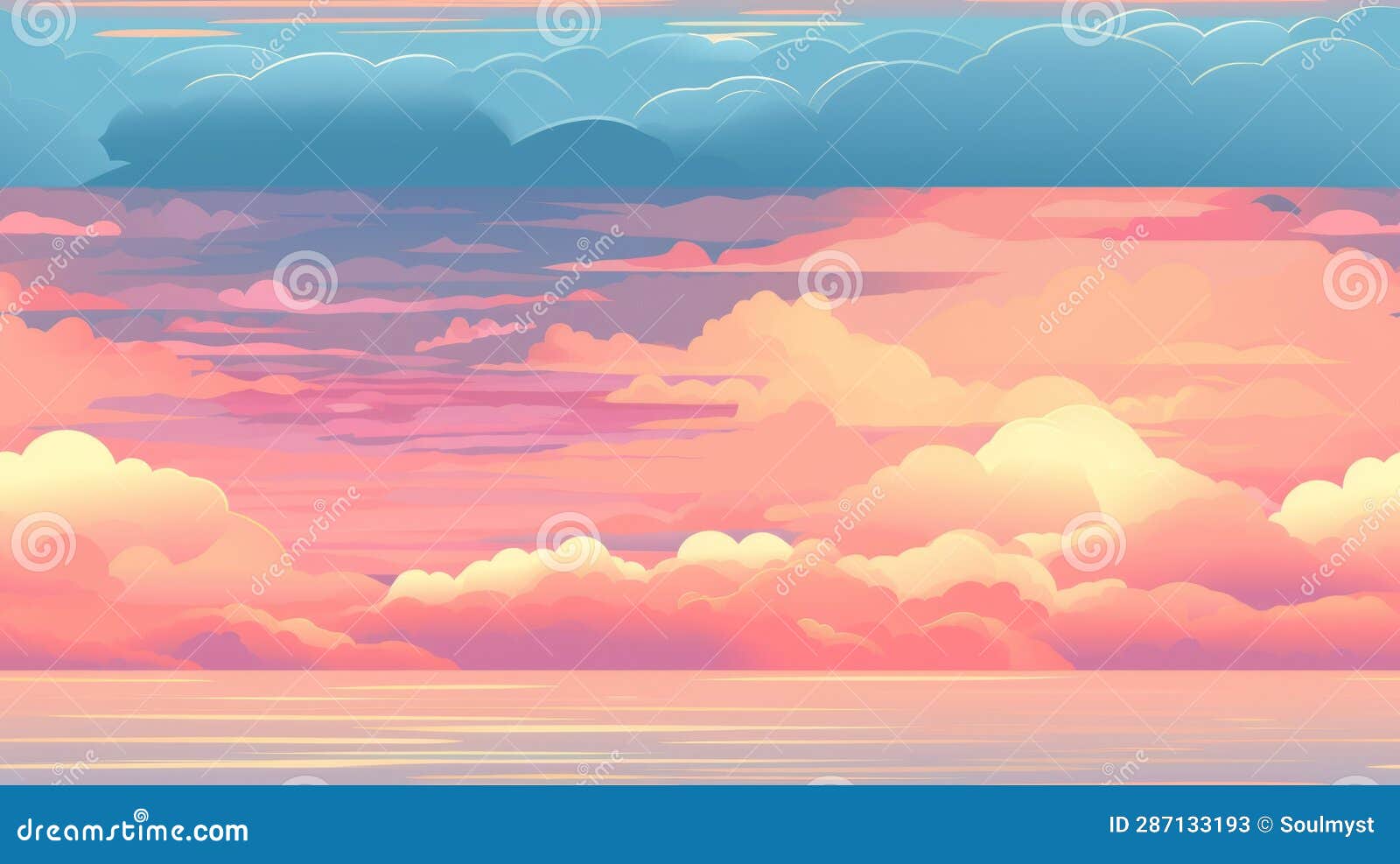 Seamless Texture - Pastel Color Early Morning Sunrise Cloudscape Over Ocean  Horizon - Generative AI Stock Illustration - Illustration of horizon,  sunset: 287133193