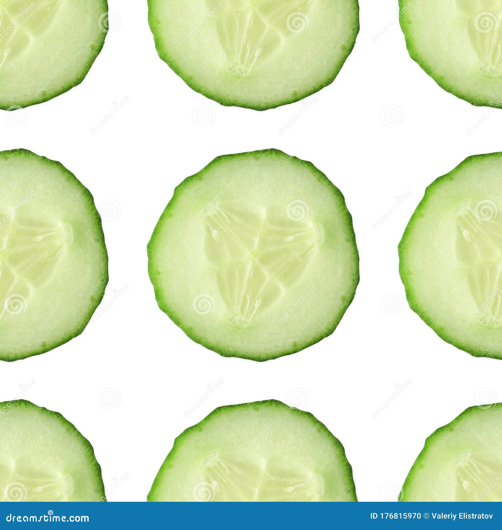 Seamless Texture Pattern of Cucumber Slices on a White Background Stock Photo Image of food