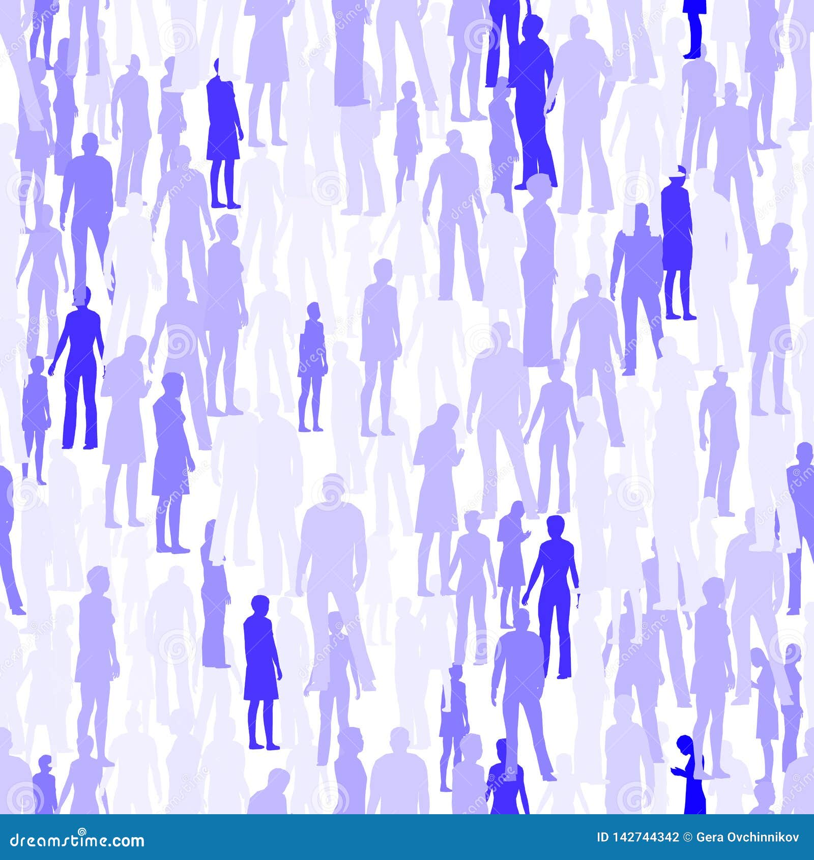 Seamless Texture with People Silhouettes. Texture with Blue People ...