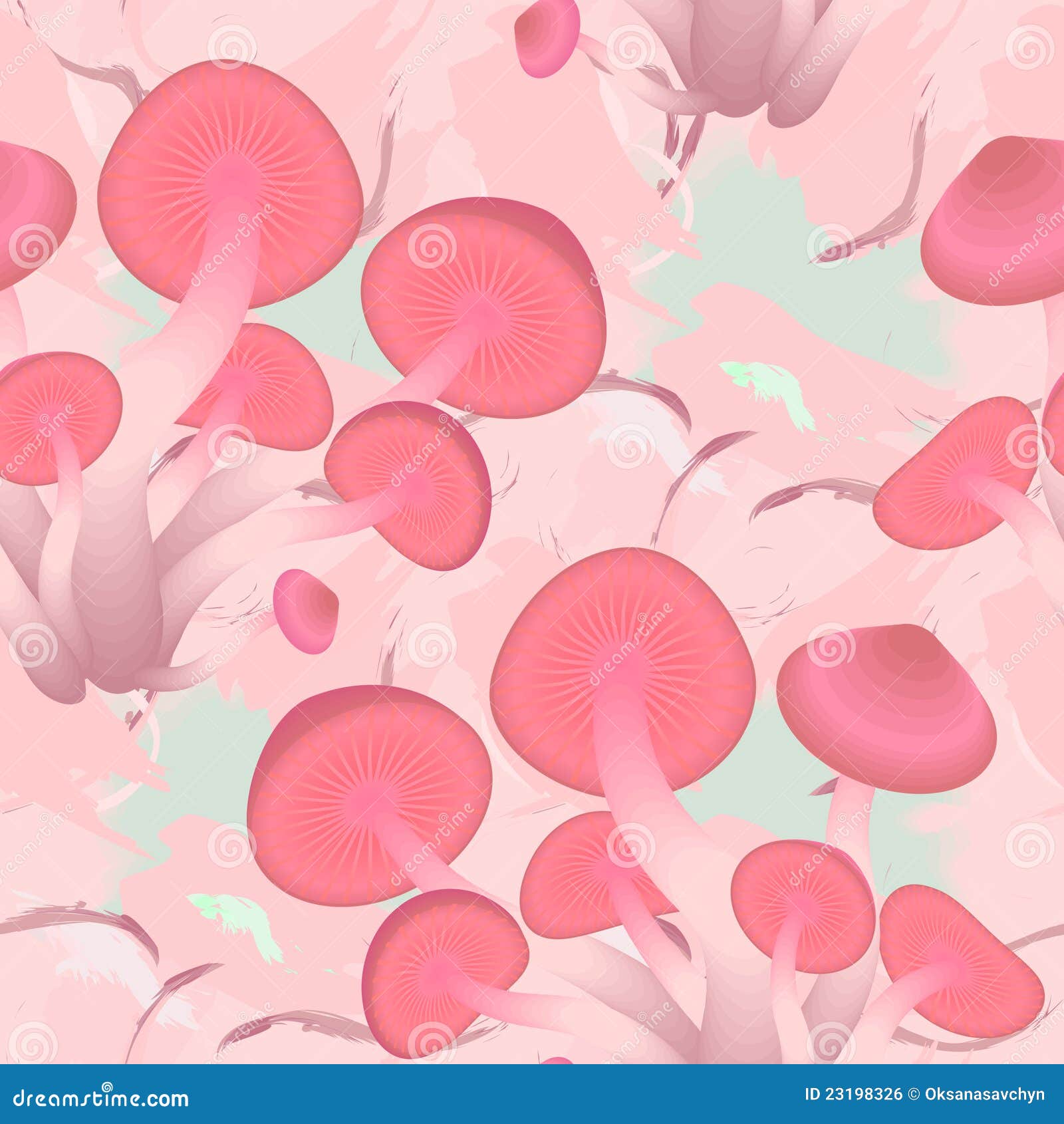Seamless Texture with Pink Mushrooms Stock Vector Illustration of