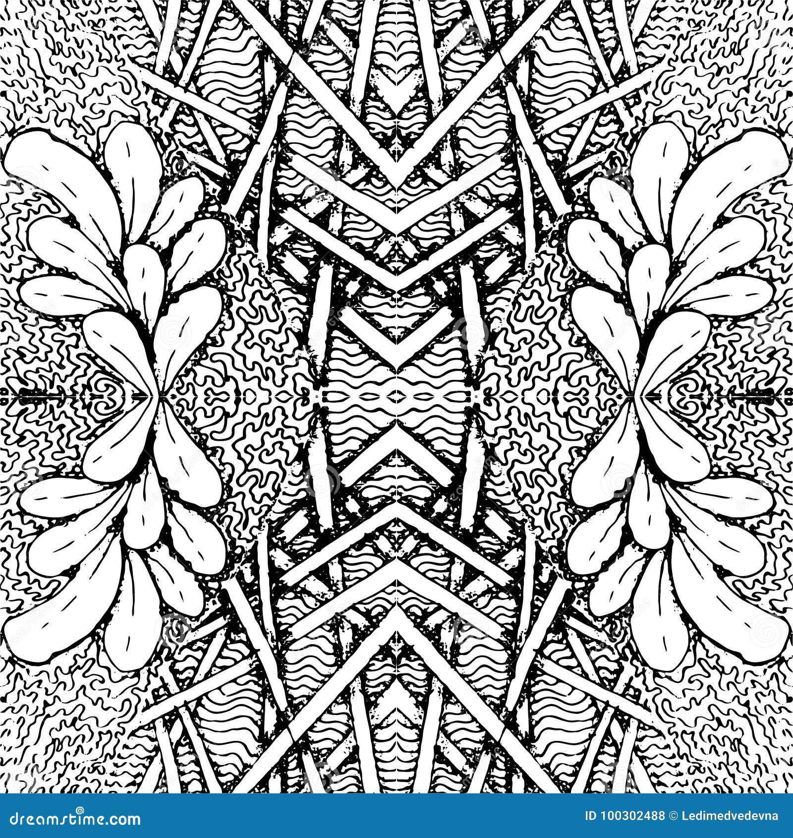 Seamless Tile with a Black and White Pattern. Vector Illustration Stock
