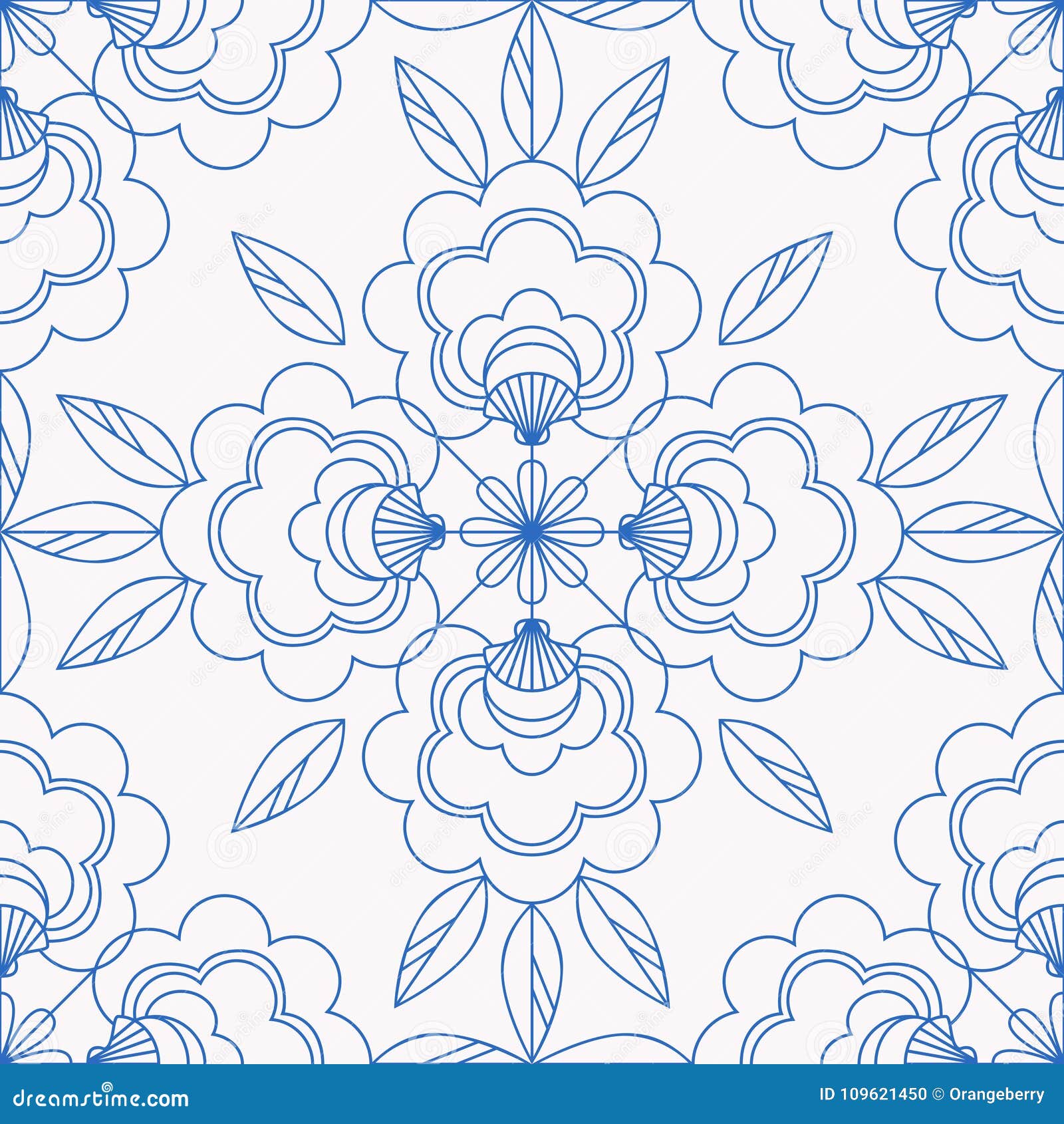 Seamless Tiles Pattern with Floral Elements Stock Vector Illustration