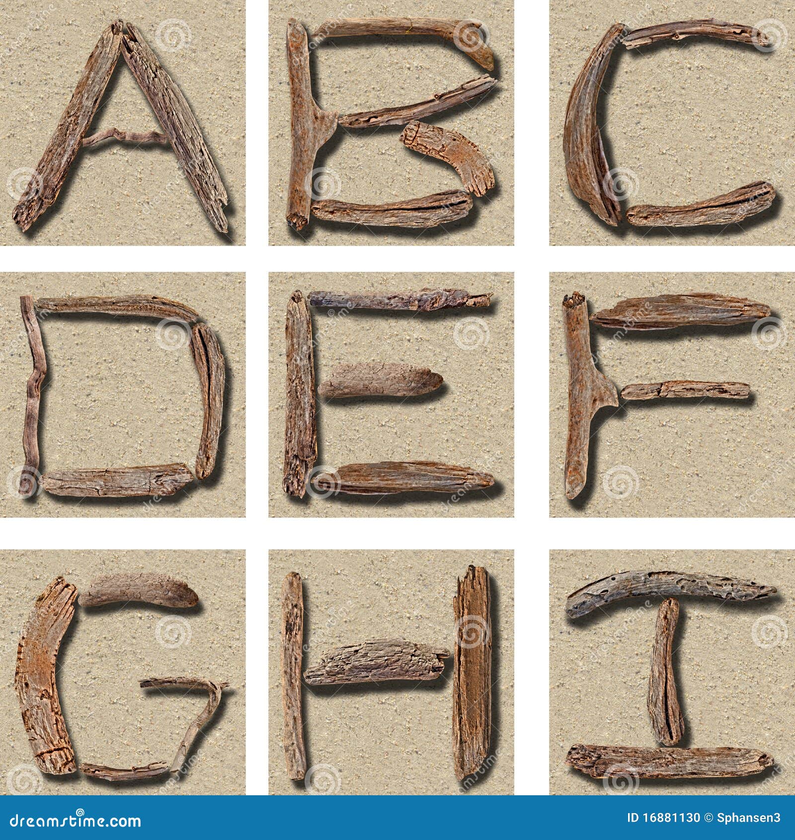 seamless tiling driftwood alphabet a - i
