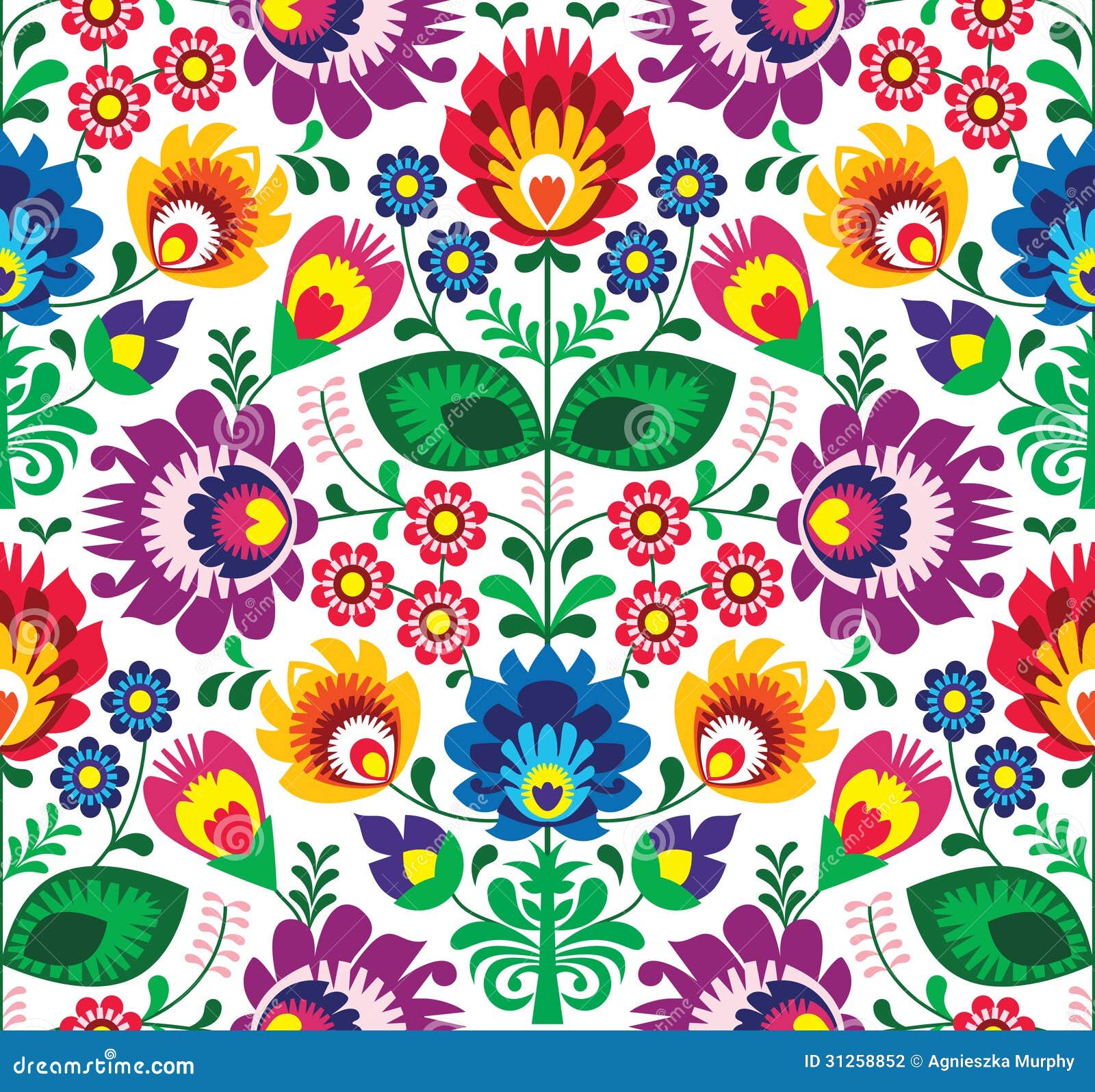 seamless traditional floral polish pattern - ethnic background