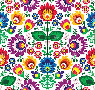 Seamless Traditional Floral Polish Pattern - Ethnic Background Stock ...