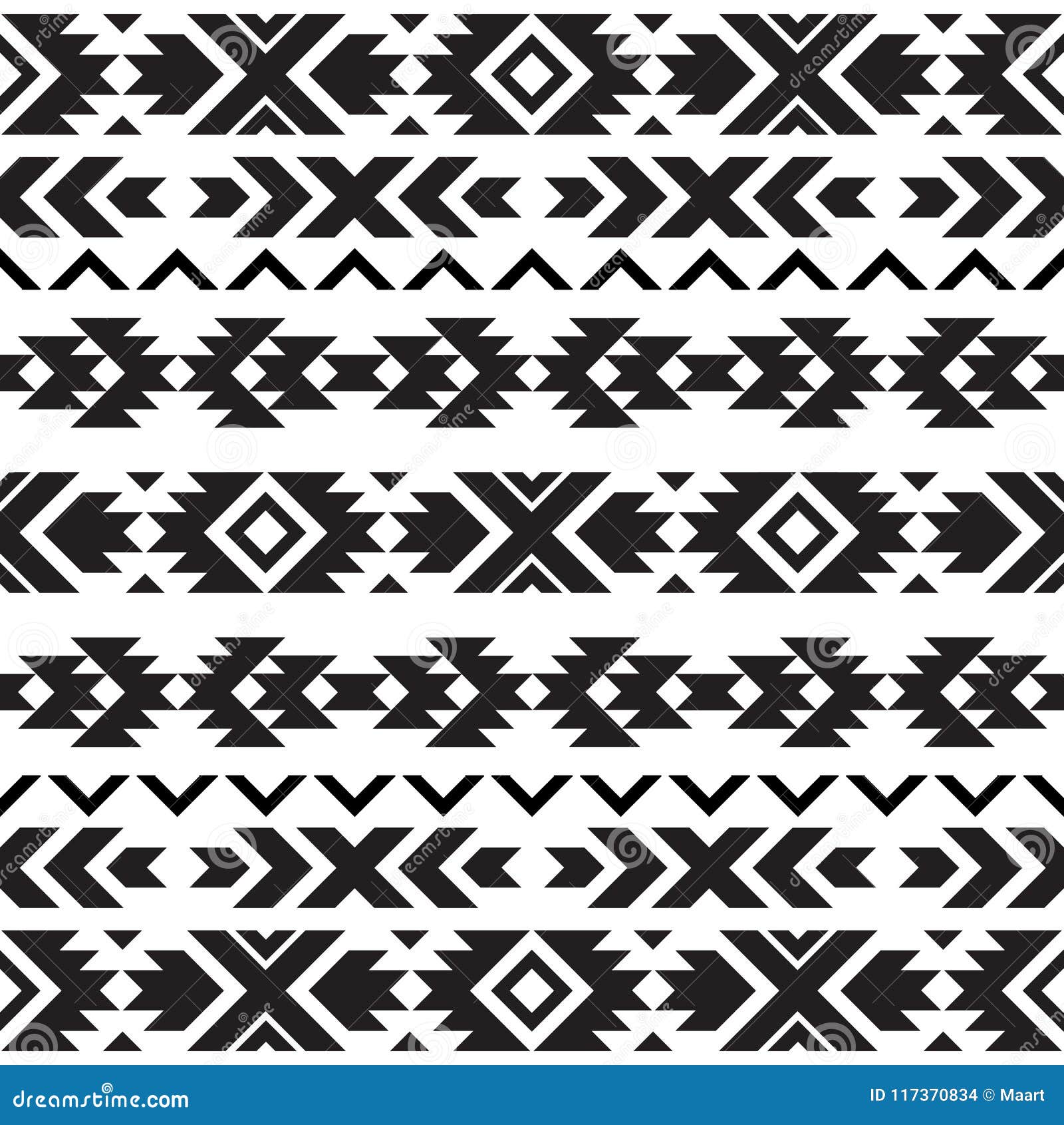 Seamless Tribal Black and White Pattern Stock Vector - Illustration of ...