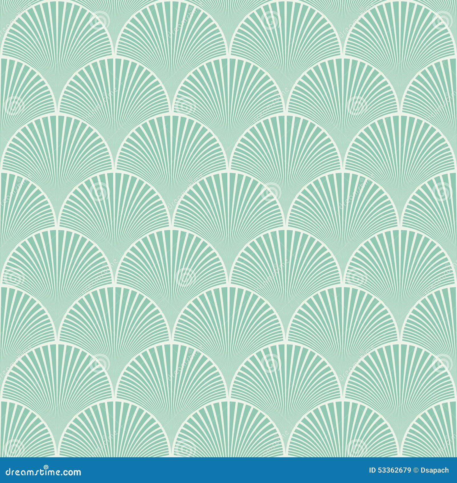 seamless turquoise japanese art deco floral waves pattern 