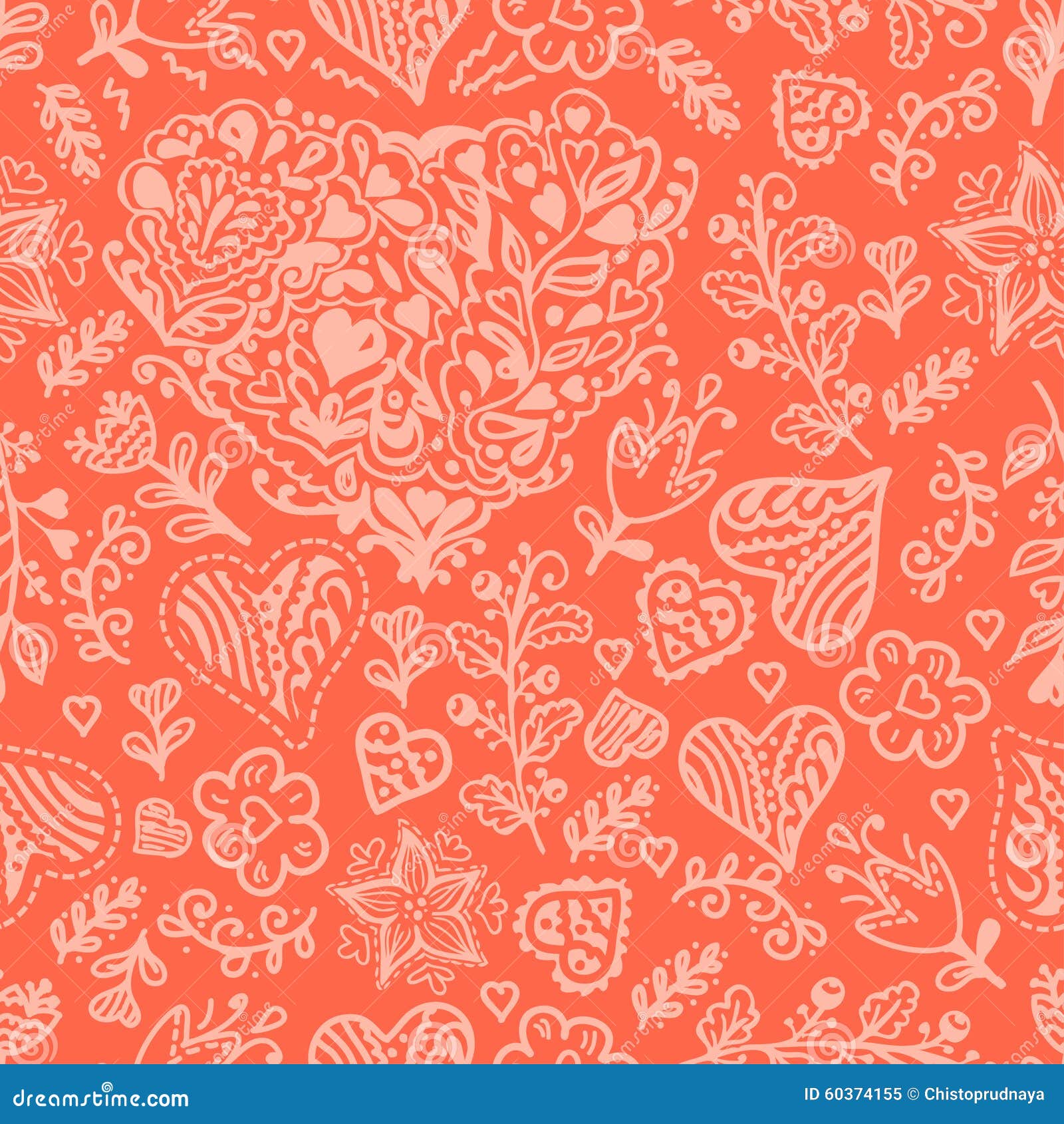 Seamless Valentines Pattern Stock Vector - Illustration of line, daisy