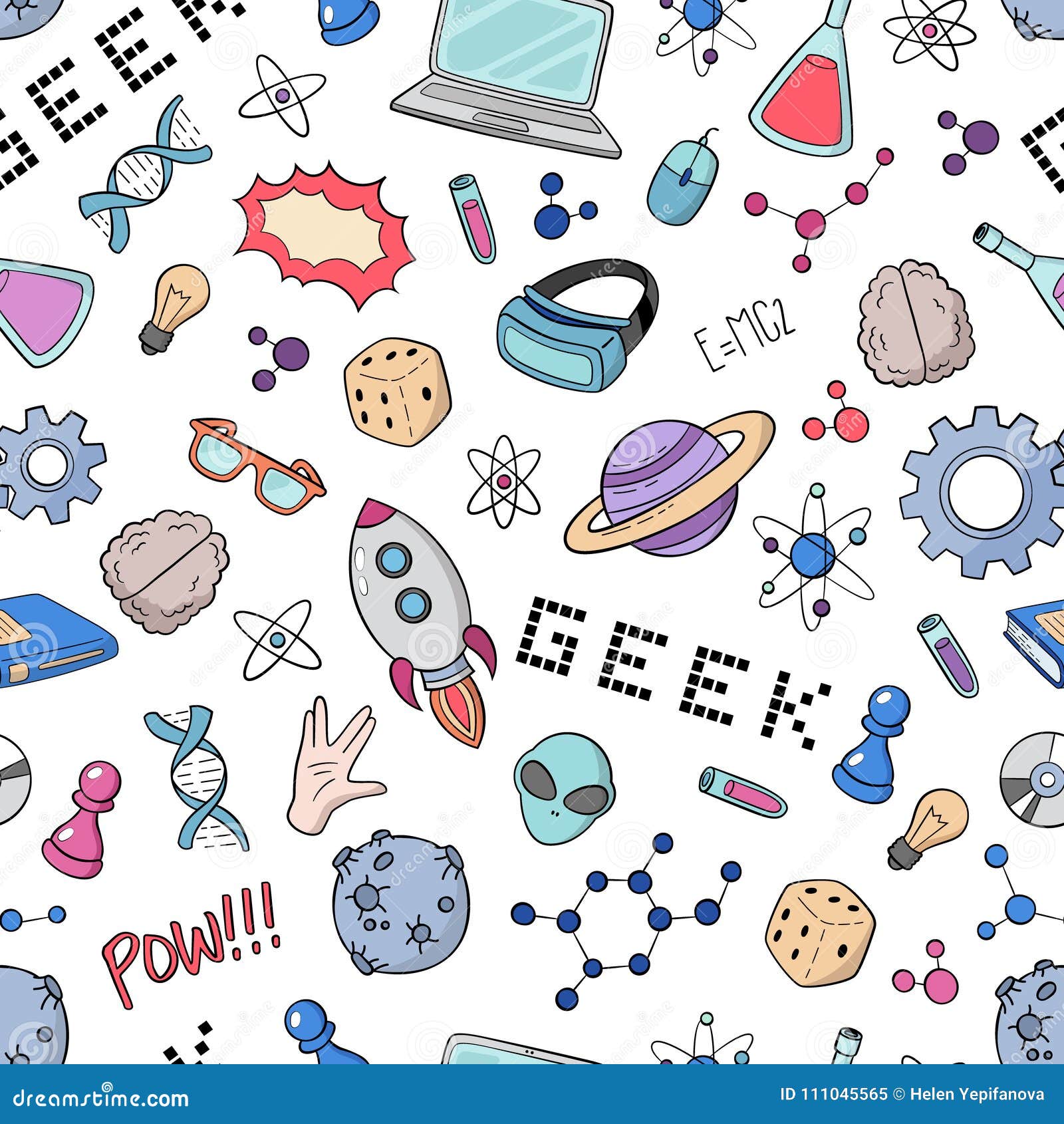 Vector cartoon doodle illustration, Background, wallpaper, pattern,  texture, backdrop, Geek nerd gamer | Stock vector | Colourbox