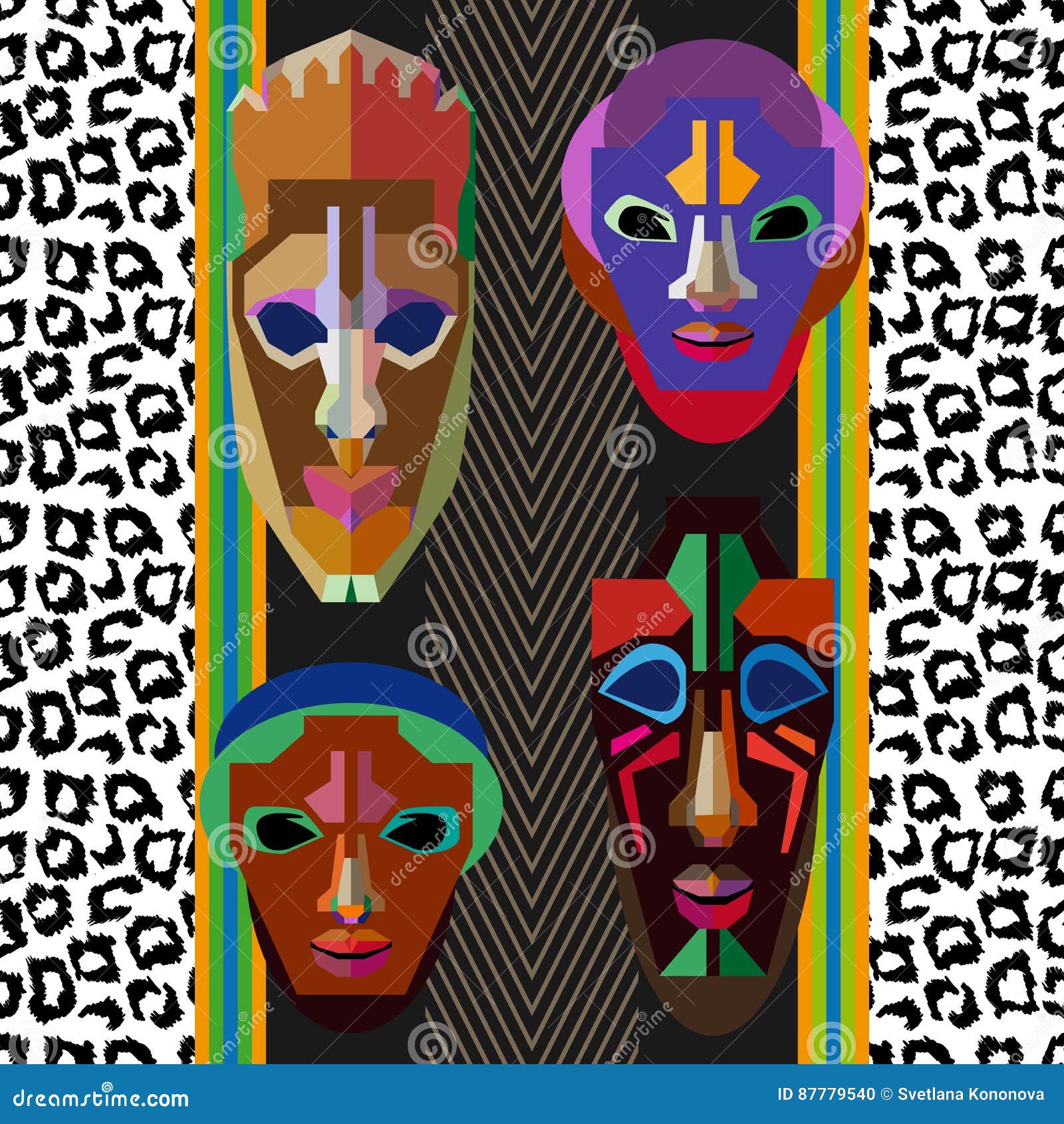 Download Seamless Vector Border With Shamanic Masks And Animal ...