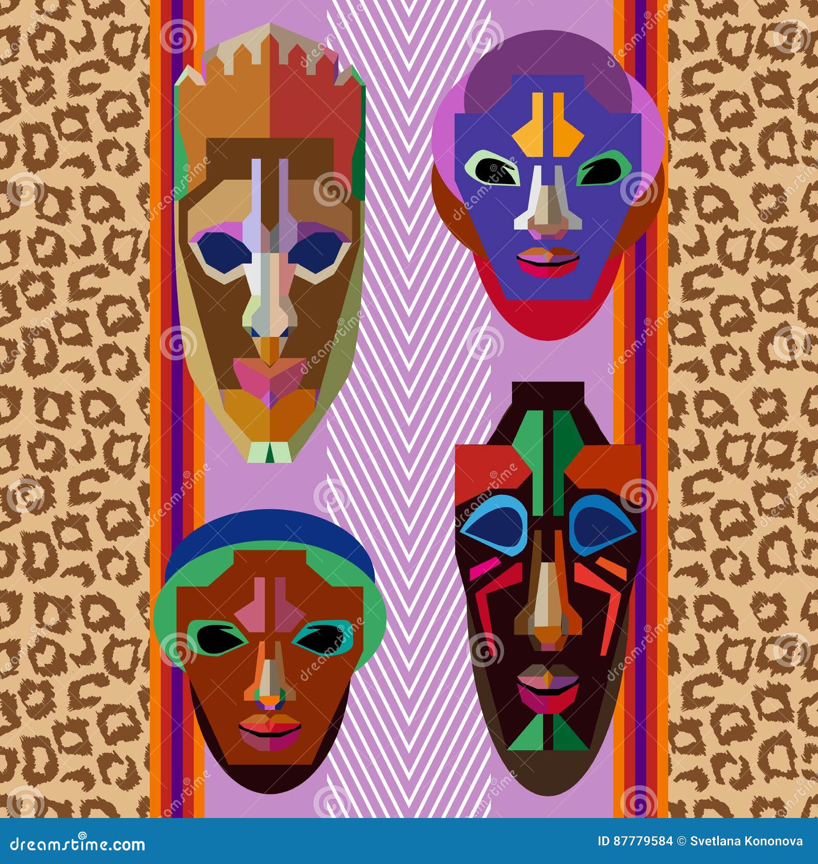 Download Seamless Vector Border With Shamanic Masks And Animal ...