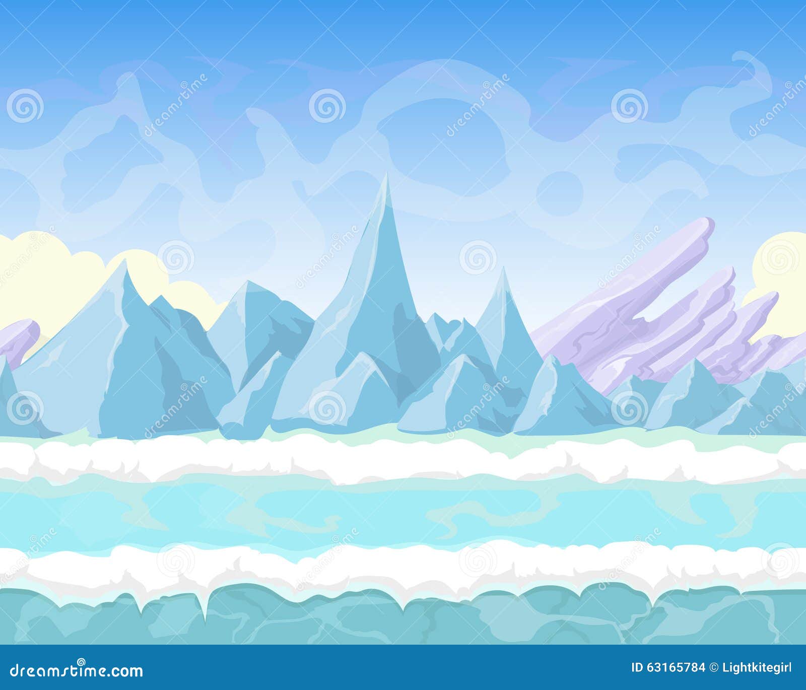 Seamless Vector Cartoon Fantasy Landscape with Stock Vector - Illustration  of background, adventure: 63165784