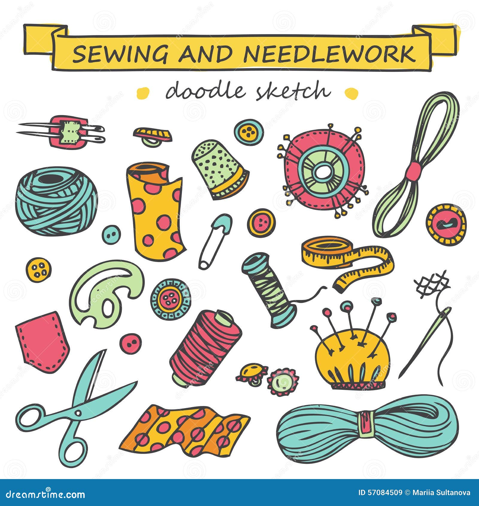 Seamless Vector Doodle Sewing and Needlework Set Stock Vector ...