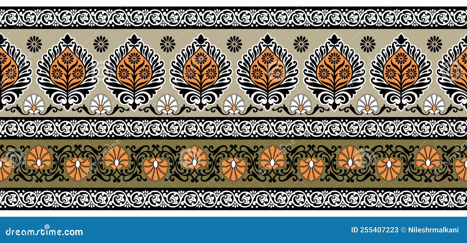 Seamless Vector Floral Border Design Stock Vector Illustration of