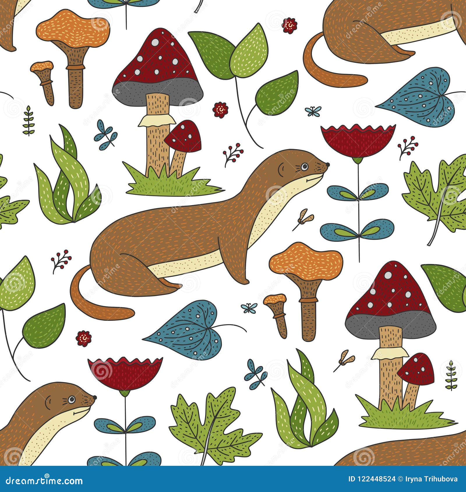 seamless  forest pattern with cute color s.