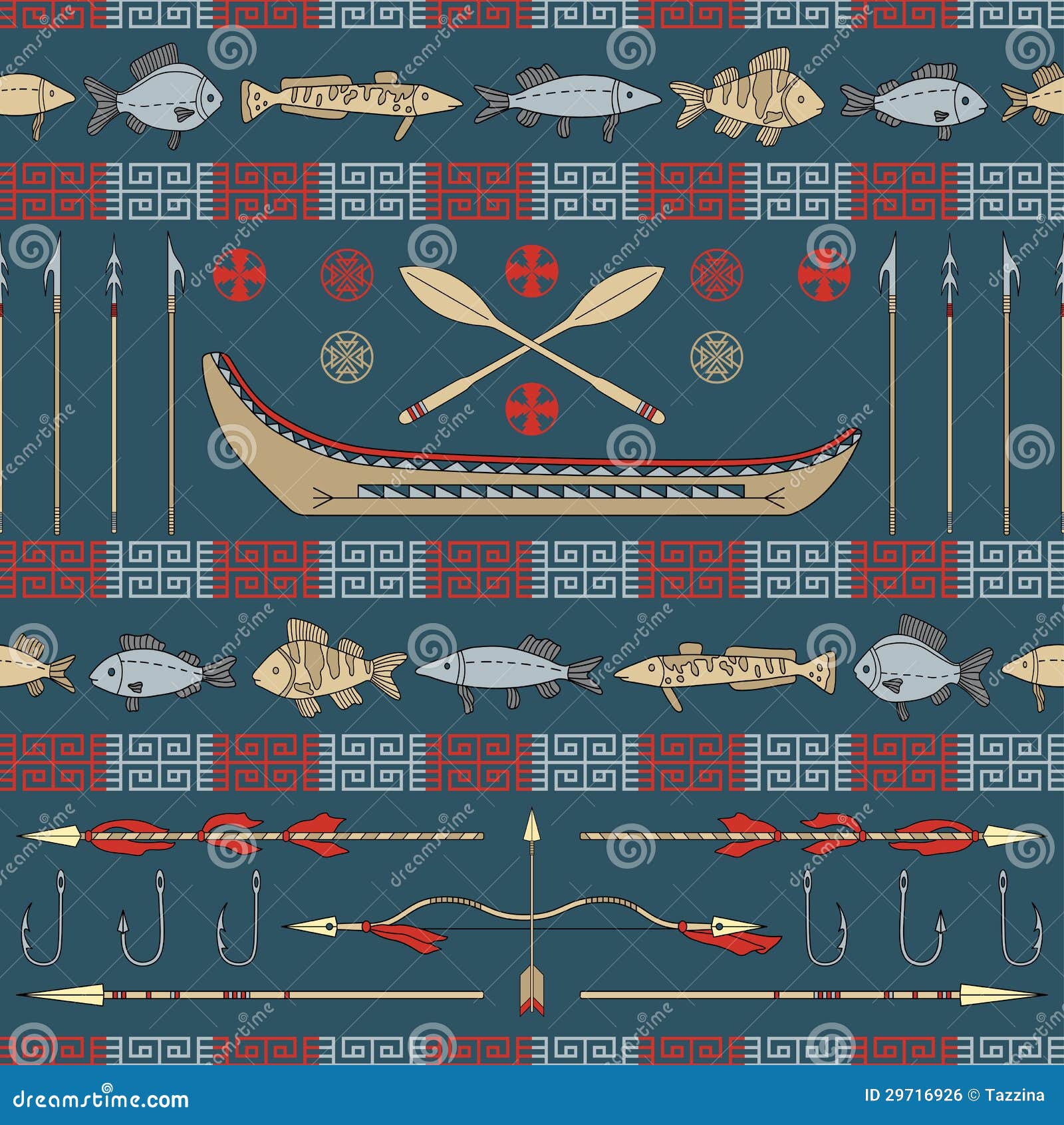indian fishing - seamless pattern