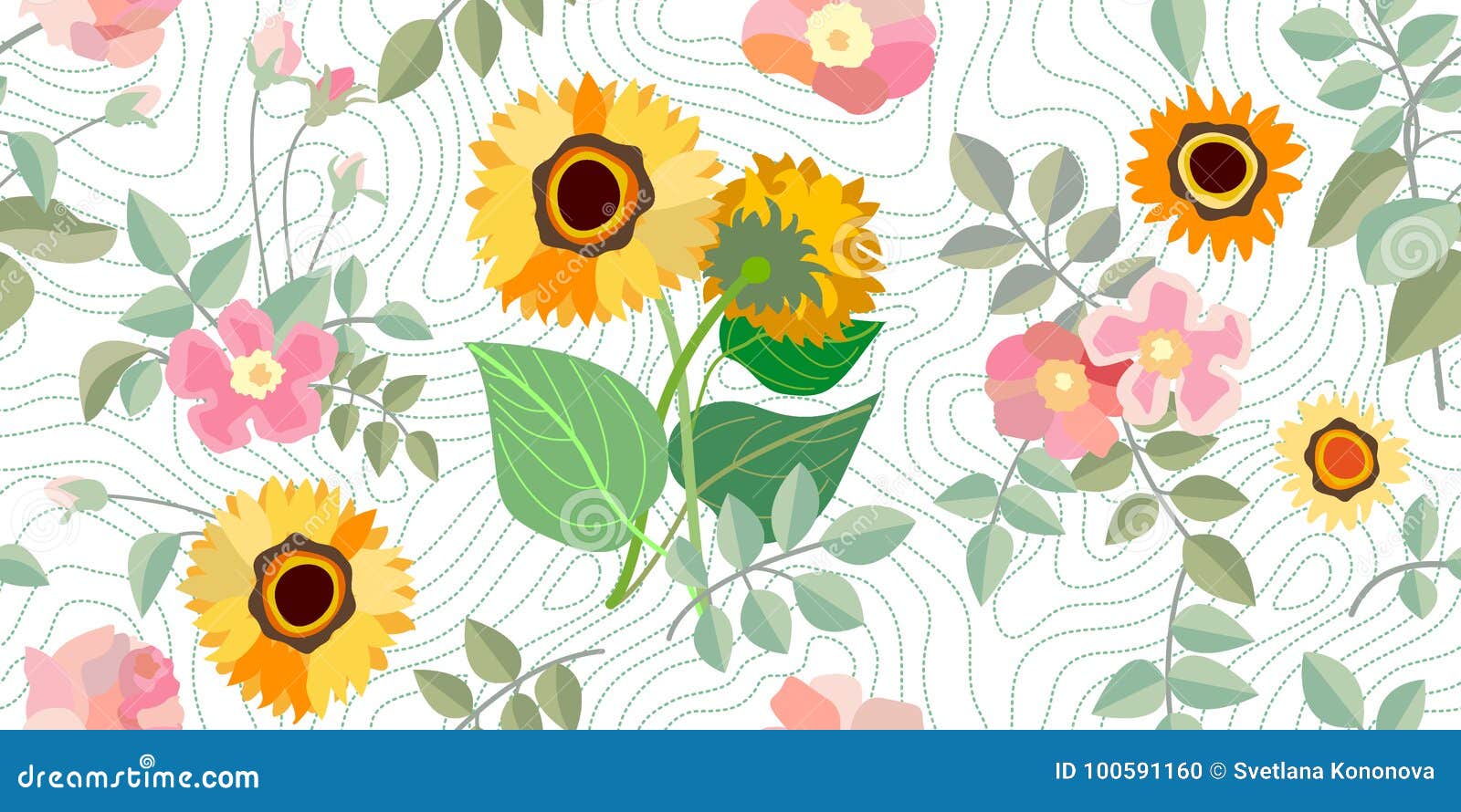 Download Autumn Roses And Sunflowers. Stock Vector - Illustration ...