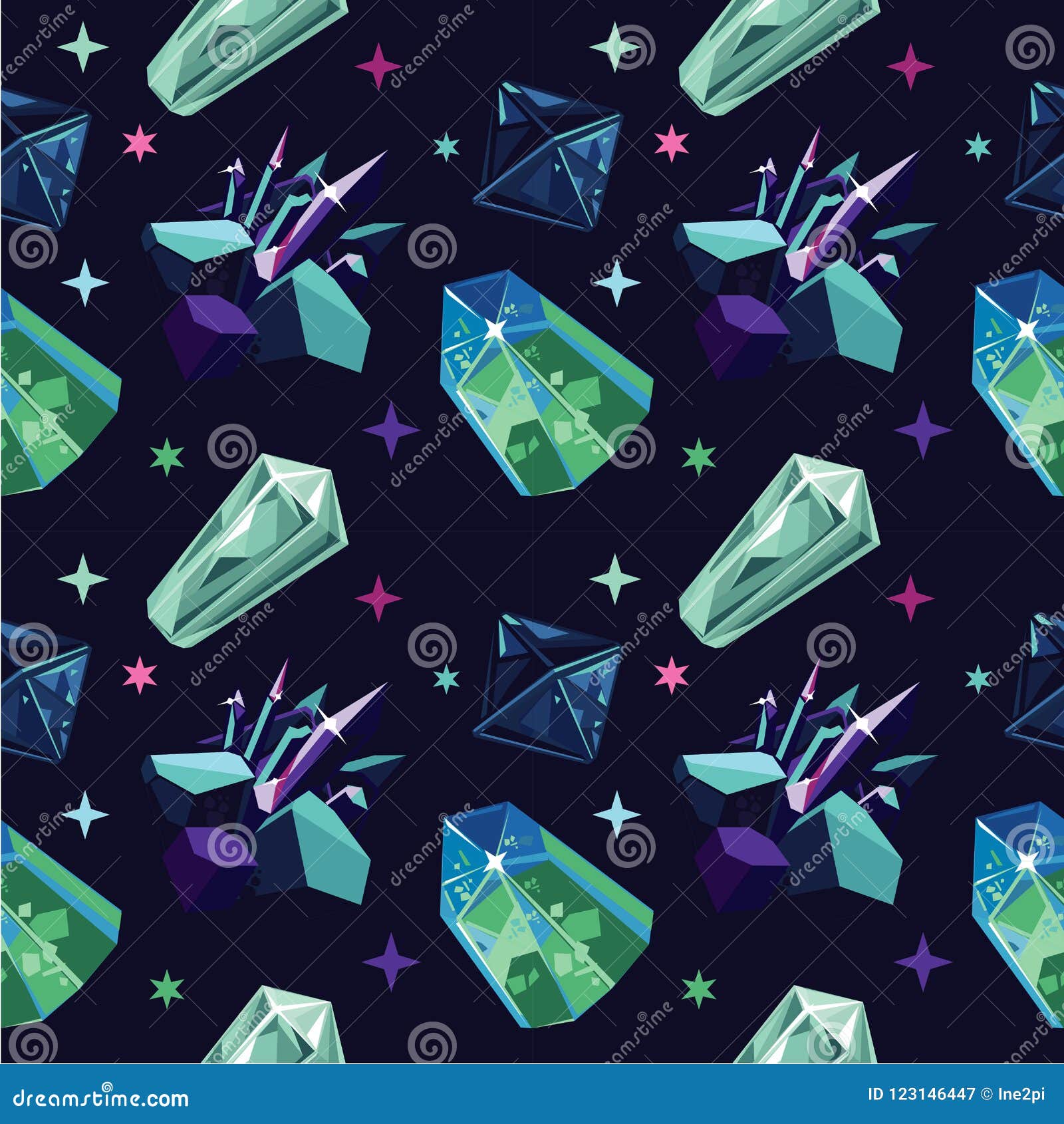 seamless  pattern with color crystalls.  backround with gemstone.
