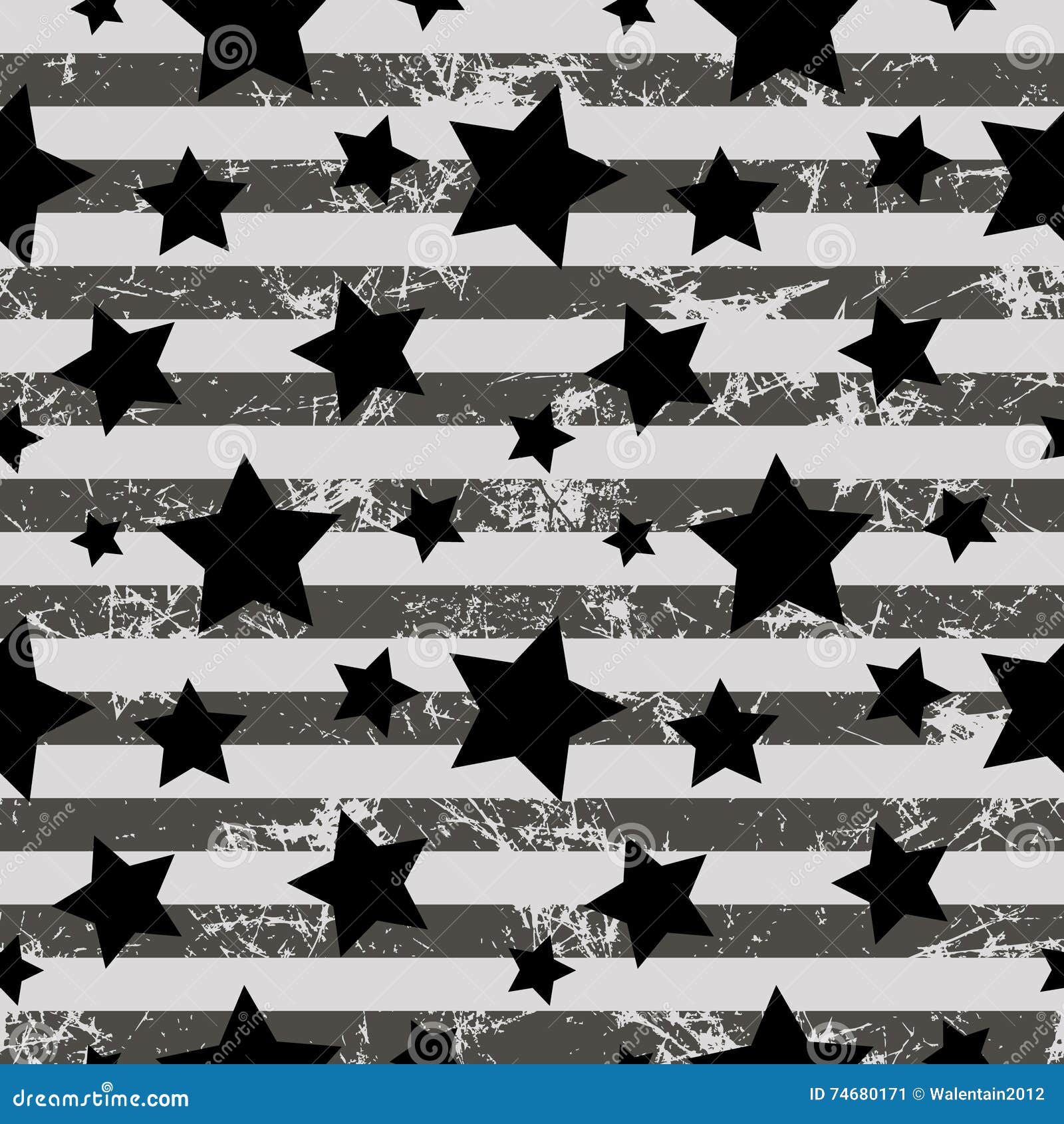 Seamless Vector Pattern. Creative Geometric Gray Background with Stars