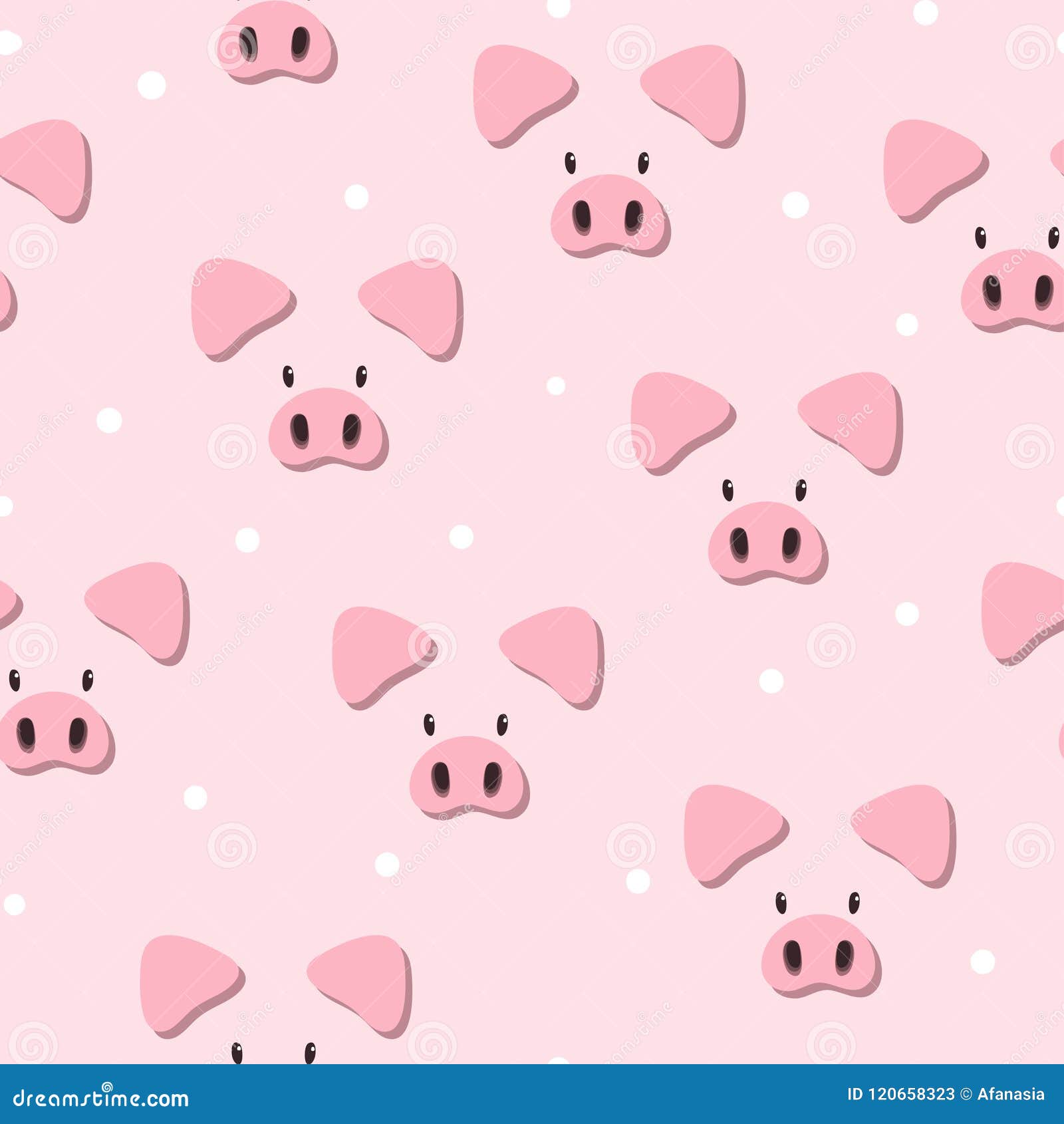 seamless vector pattern with cute pink pigs stock vector
