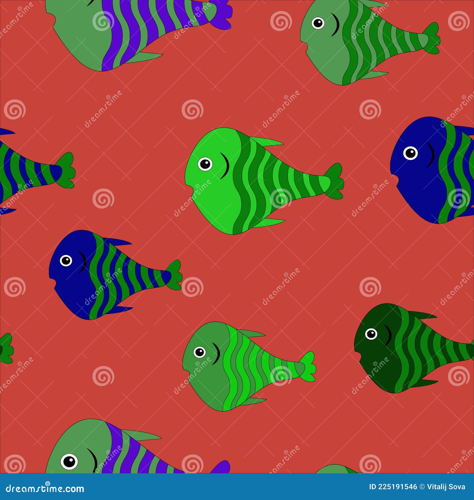 Boxfish And Green Tiger Barb Vector Illustration 128937527