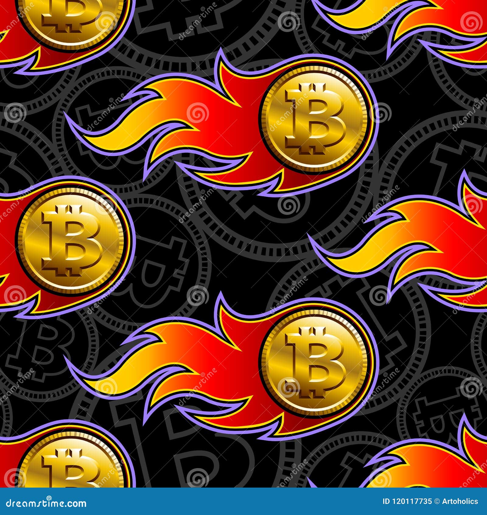 Seamless Vector Pattern Of Digital Bitcoin Crypto Currency ...