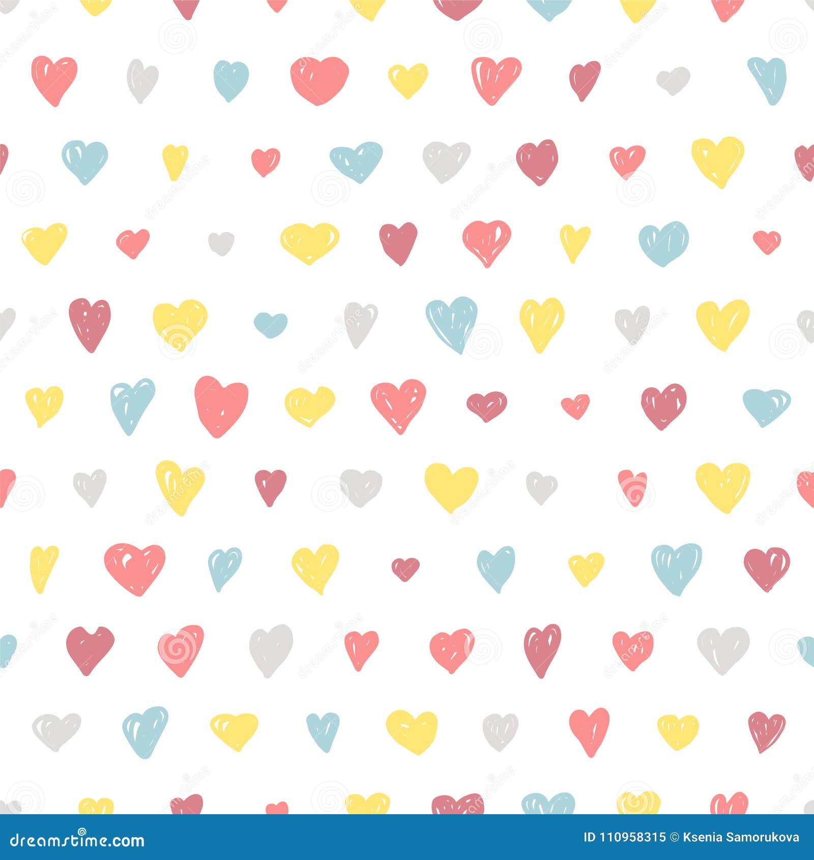 Seamless Pattern - Flat Doodle Hearts Stock Vector - Illustration of ...