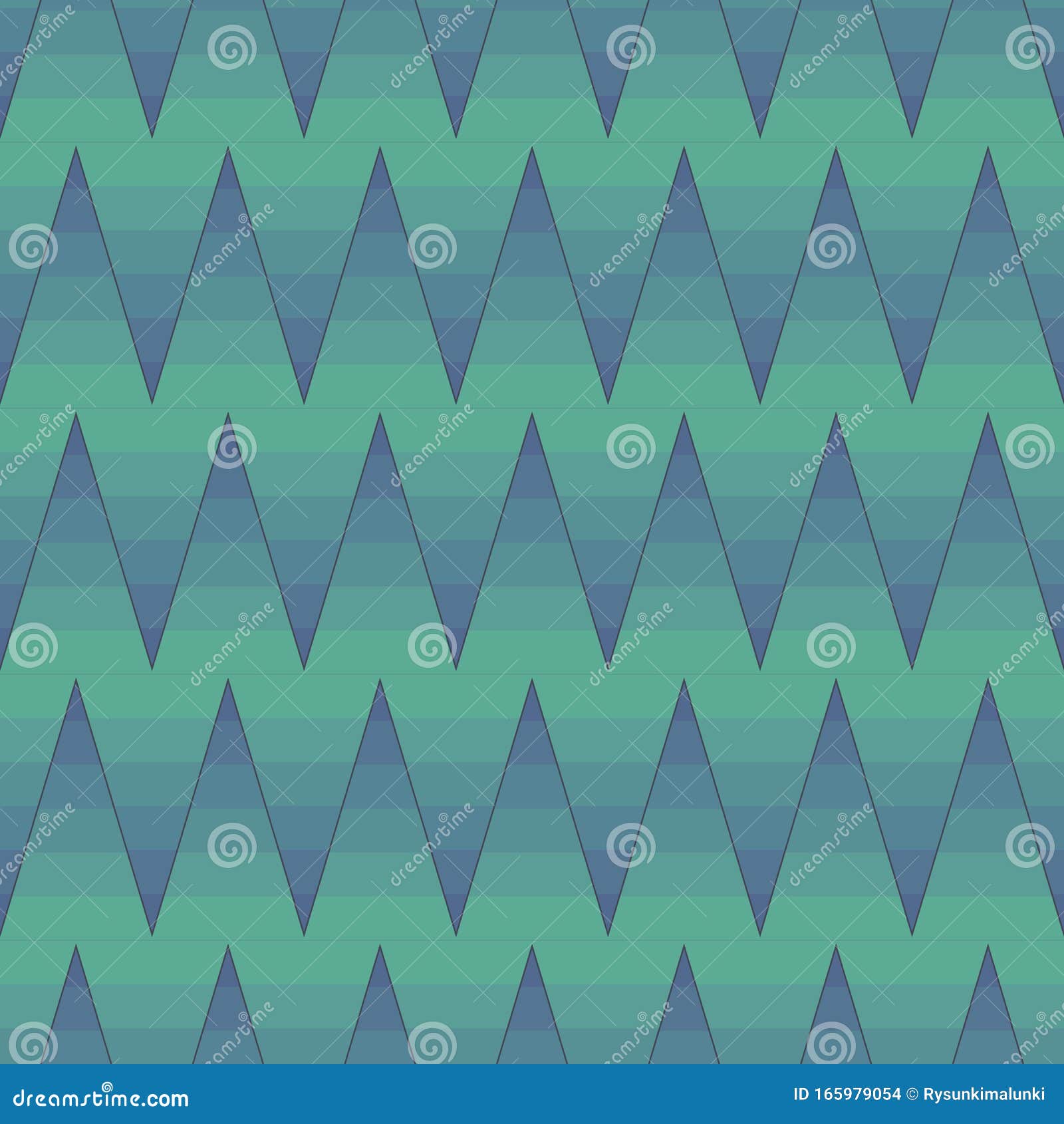 Seamless Vector Pattern with Ombre Zig Zag in Teal Colors Stock Vector