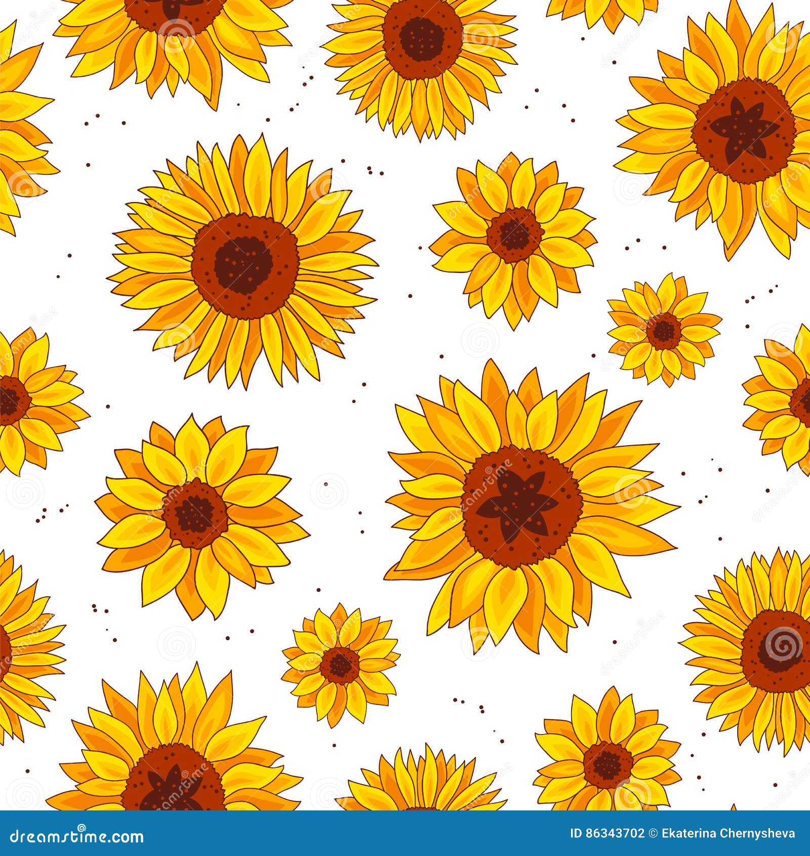 Seamless Vector Pattern of Sunflowers Stock Vector - Illustration of ...