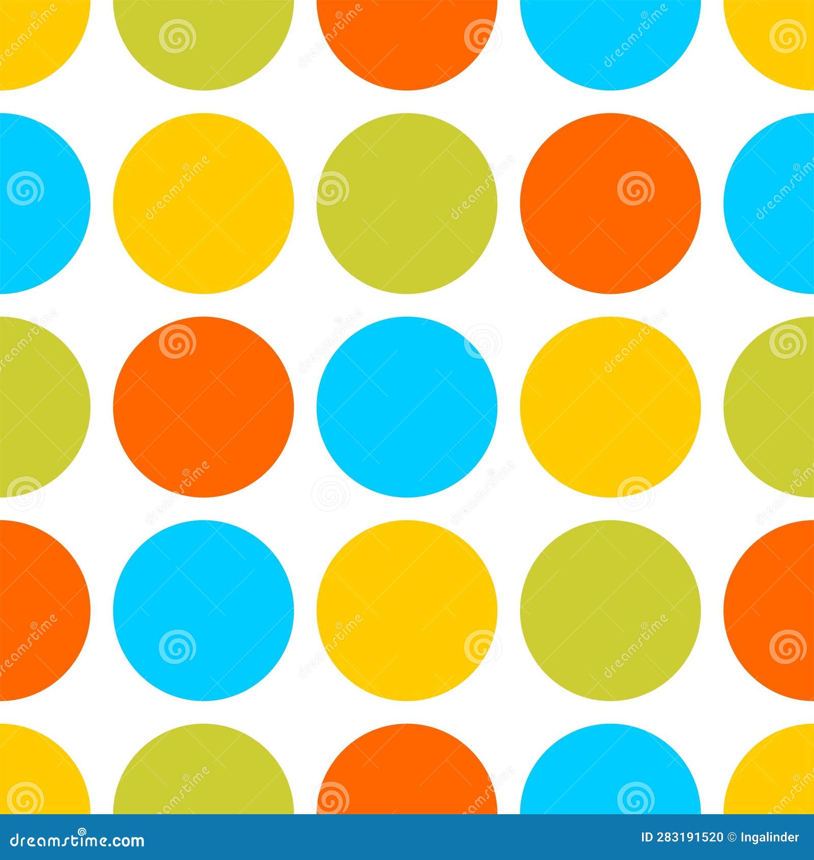 seamless  pattern or texture with spring, colorful polka dots on white background