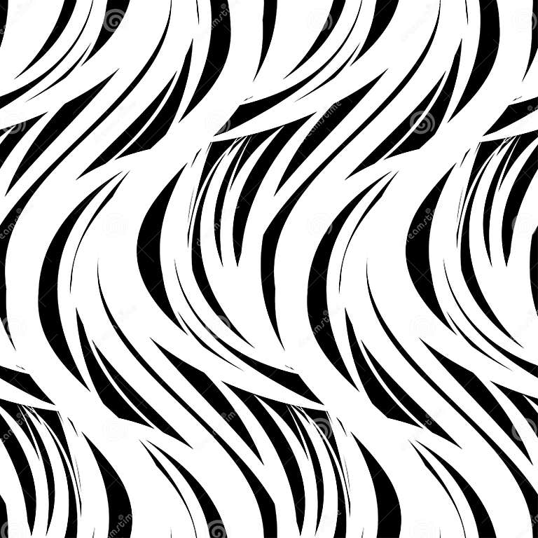 Seamless Vector Pattern with Wave Lines on Black Background Stock ...